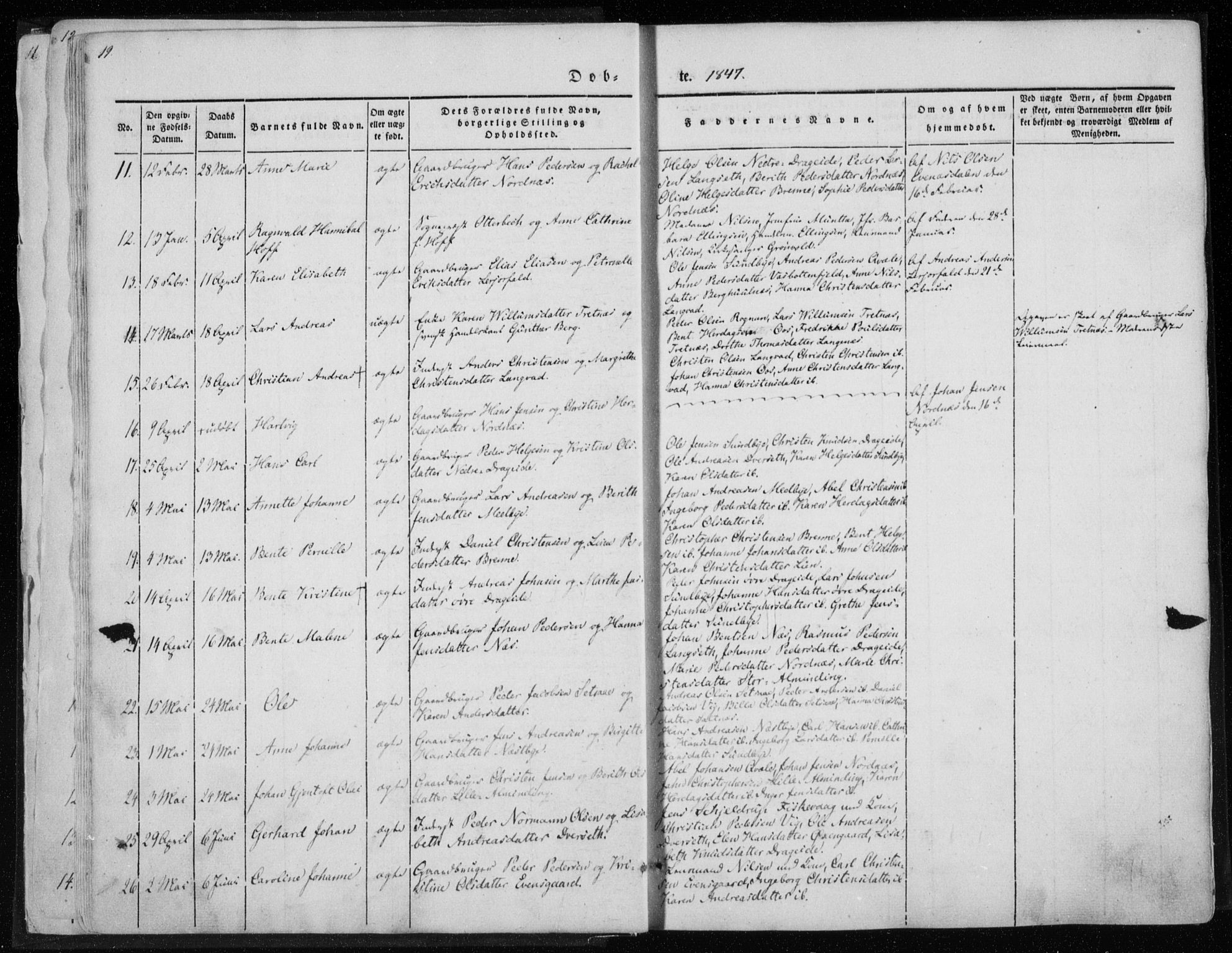 Ministerialprotokoller, klokkerbøker og fødselsregistre - Nordland, AV/SAT-A-1459/847/L0666: Parish register (official) no. 847A06, 1842-1871, p. 19