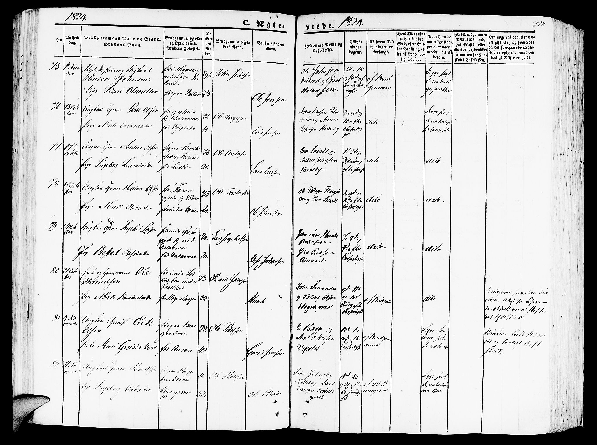 Ministerialprotokoller, klokkerbøker og fødselsregistre - Nord-Trøndelag, SAT/A-1458/709/L0070: Parish register (official) no. 709A10, 1820-1832, p. 324