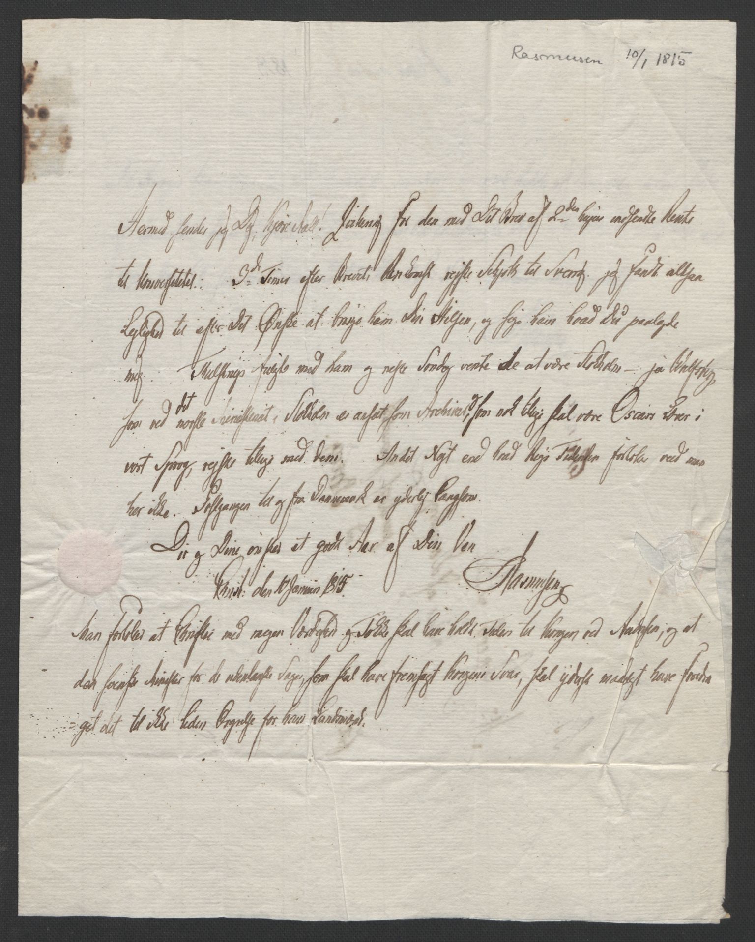 Faye, Andreas, AV/RA-PA-0015/F/Fh/L0026/0001: -- / Smaa-bidrag til Norges historie i det 19de aarhundrede. Særlig brev til J. Aall 1808-1810 og 1815. Endel pakker in folio, p. 118