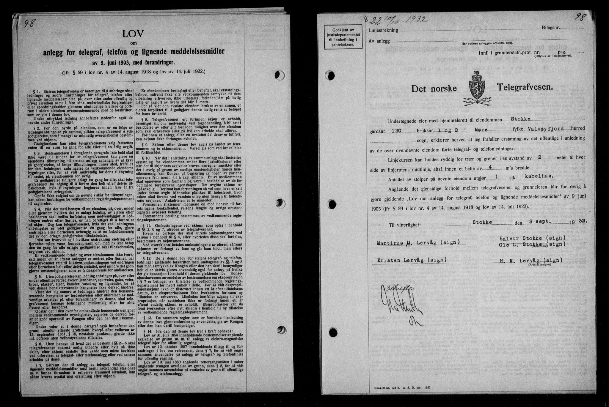 Nordmøre sorenskriveri, AV/SAT-A-4132/1/2/2Ca/L0076: Mortgage book no. 66, 1932-1933, Deed date: 10.10.1932