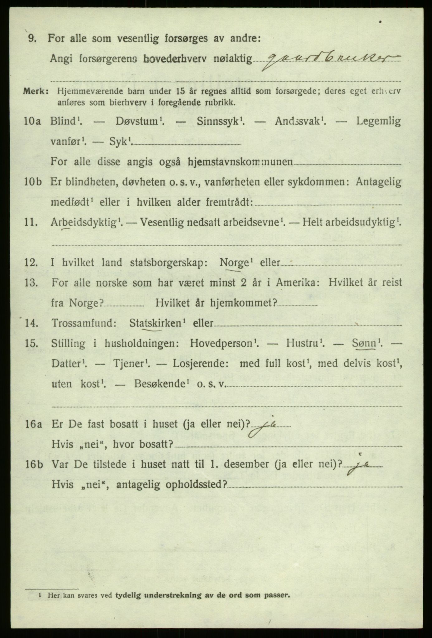 SAB, 1920 census for Balestrand, 1920, p. 2849