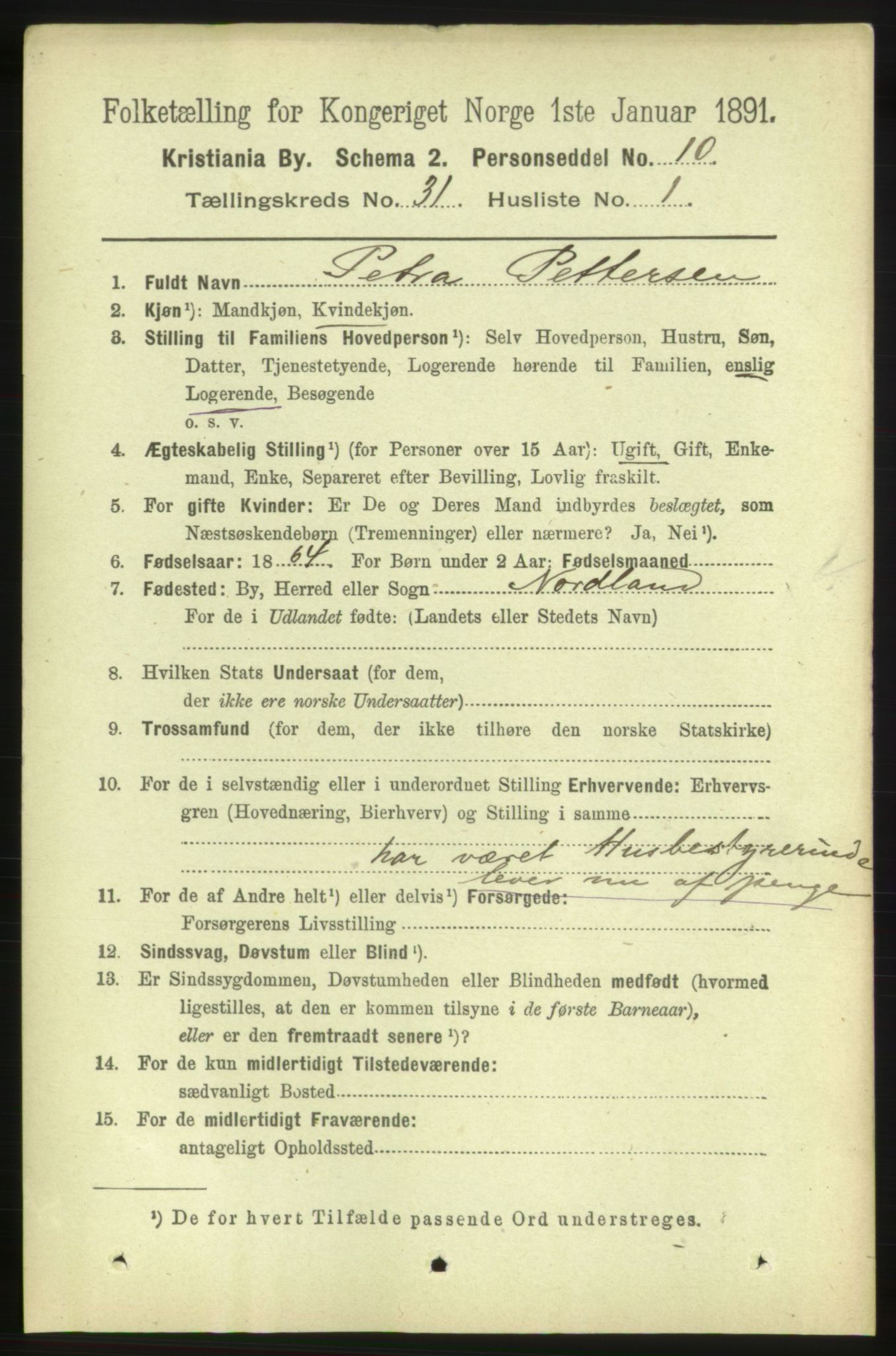 RA, 1891 census for 0301 Kristiania, 1891, p. 15920