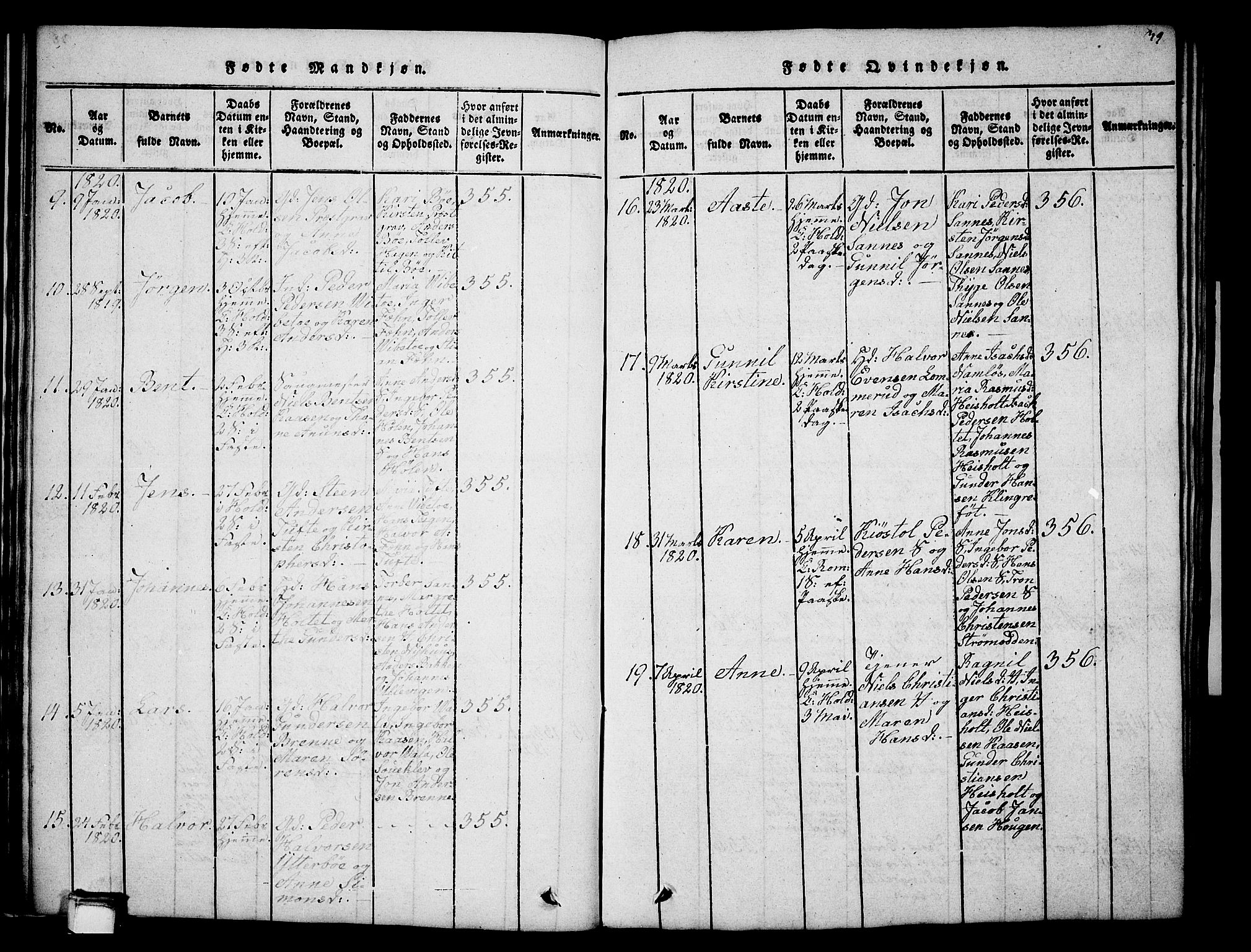 Holla kirkebøker, AV/SAKO-A-272/G/Ga/L0001: Parish register (copy) no. I 1, 1814-1830, p. 39