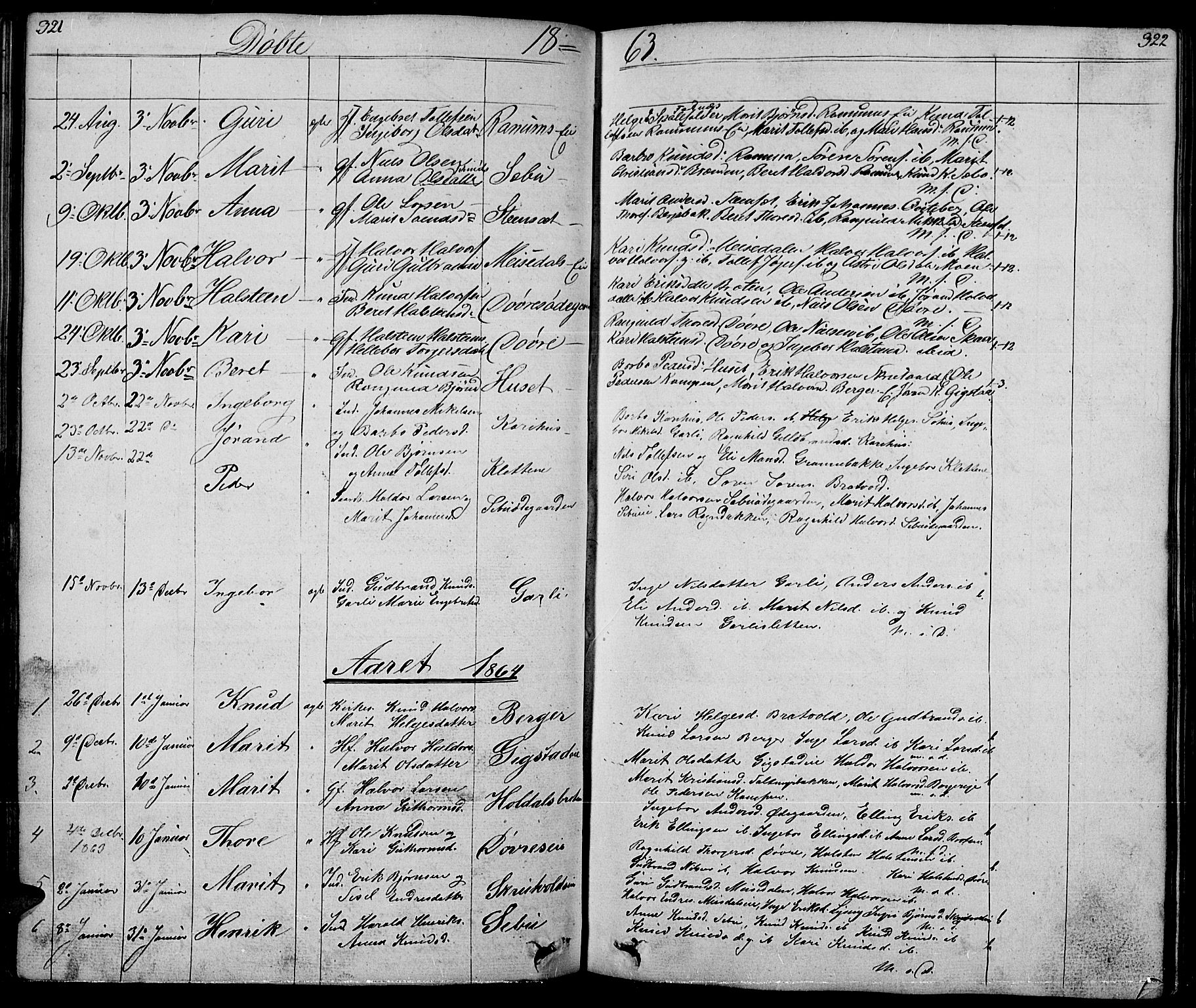 Nord-Aurdal prestekontor, SAH/PREST-132/H/Ha/Hab/L0001: Parish register (copy) no. 1, 1834-1887, p. 321-322