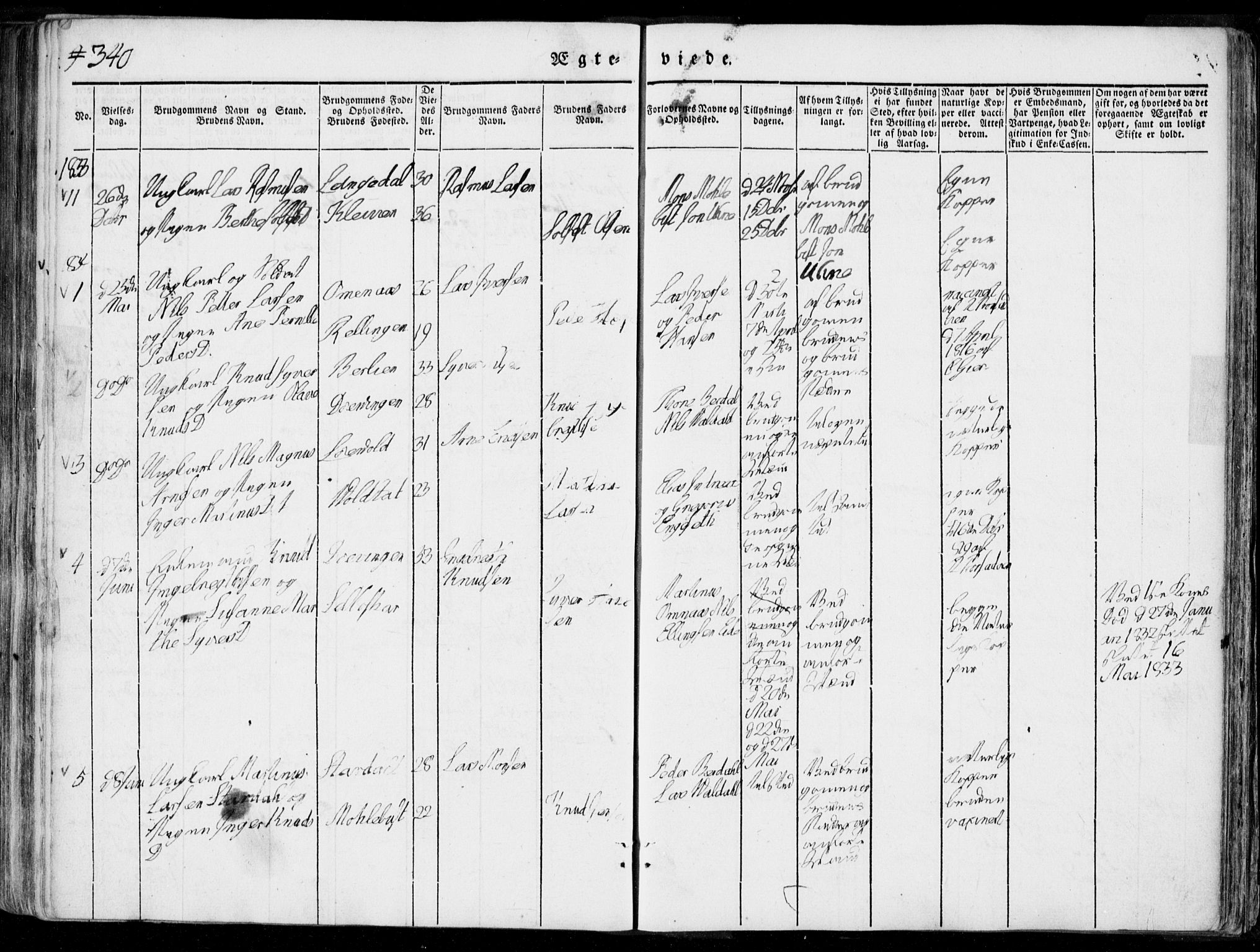 Ministerialprotokoller, klokkerbøker og fødselsregistre - Møre og Romsdal, SAT/A-1454/519/L0248: Parish register (official) no. 519A07, 1829-1860, p. 340