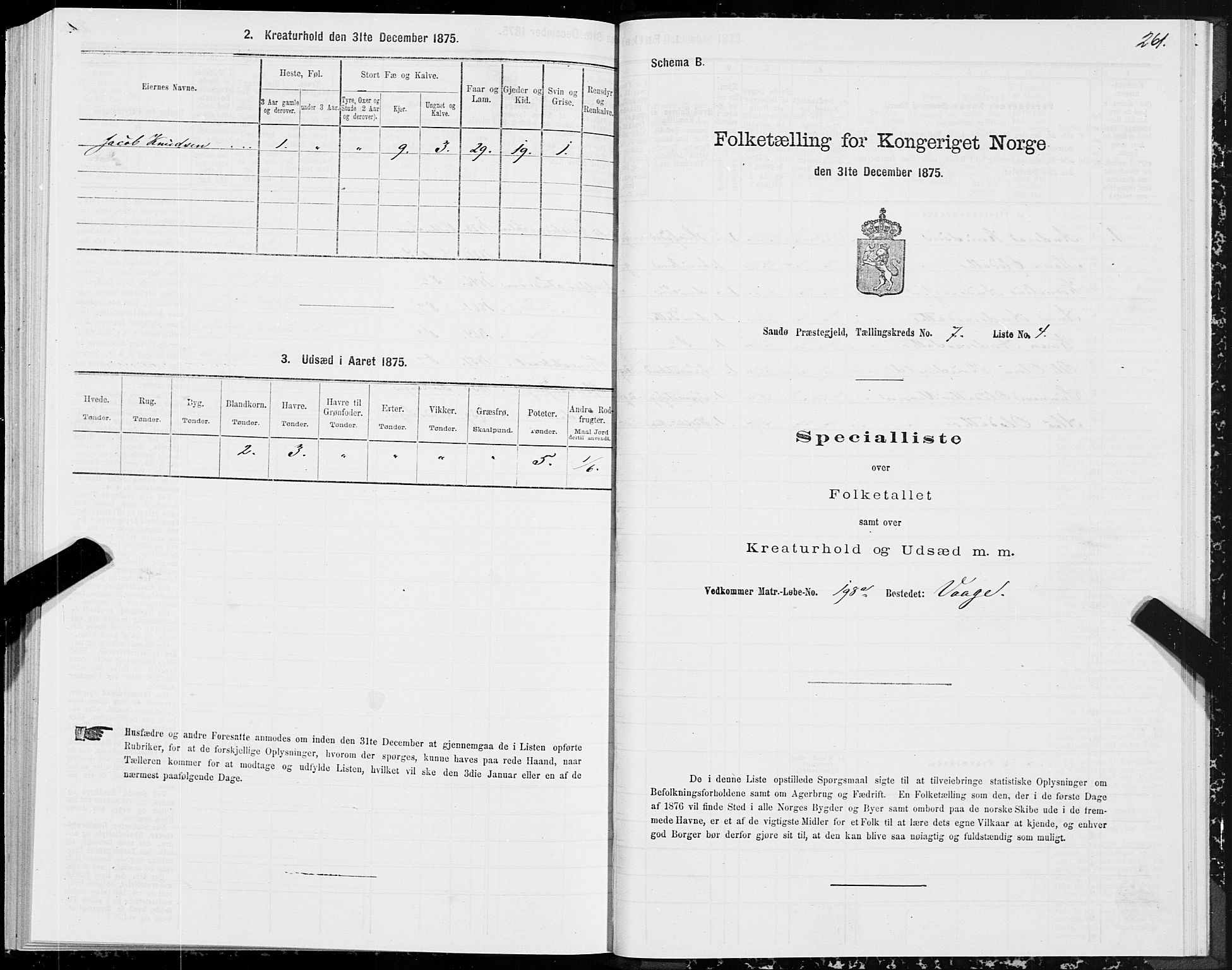 SAT, 1875 census for 1514P Sande, 1875, p. 3261