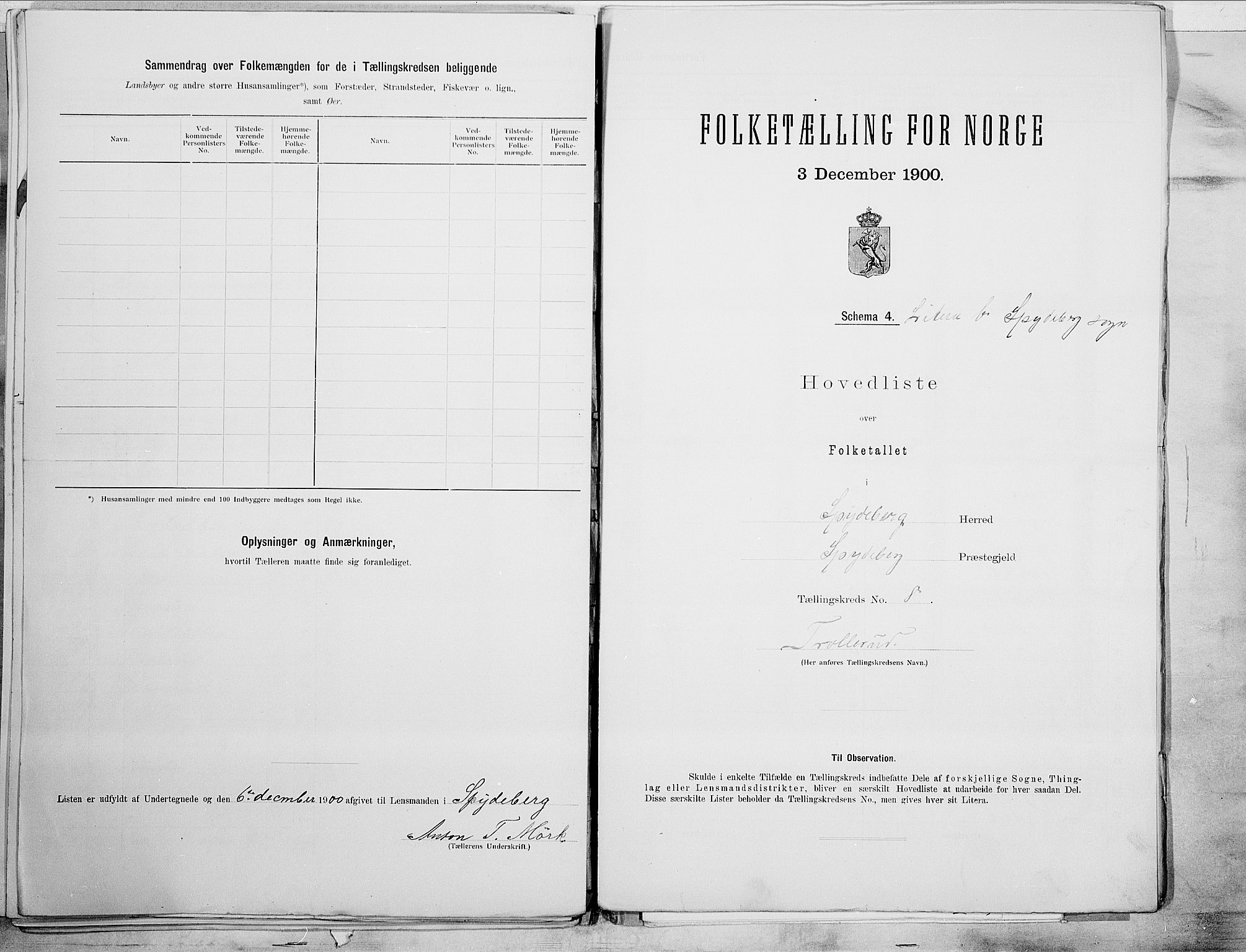 SAO, 1900 census for Spydeberg, 1900, p. 26