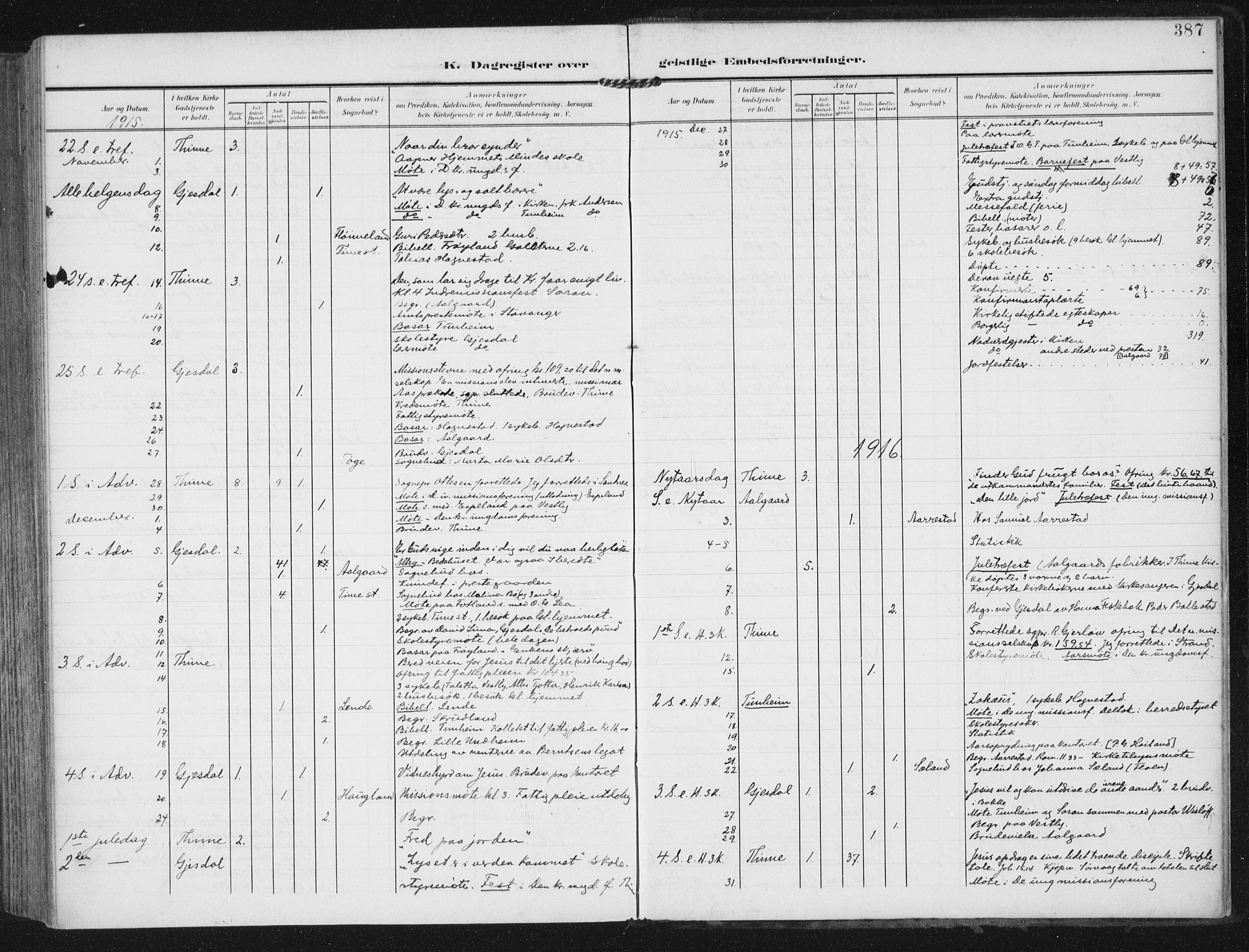 Lye sokneprestkontor, SAST/A-101794/002/A/L0001: Parish register (official) no. A 12, 1904-1920, p. 387