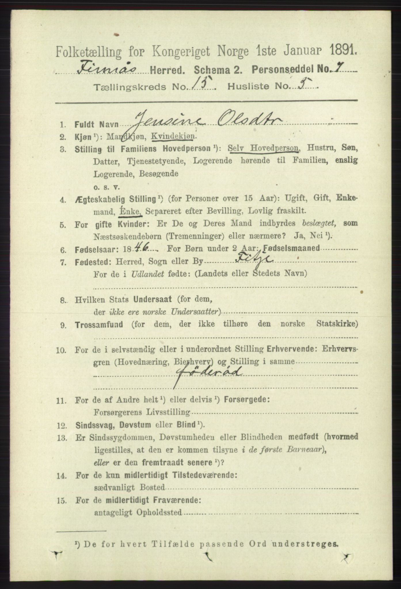 RA, 1891 census for 1218 Finnås, 1891, p. 5972