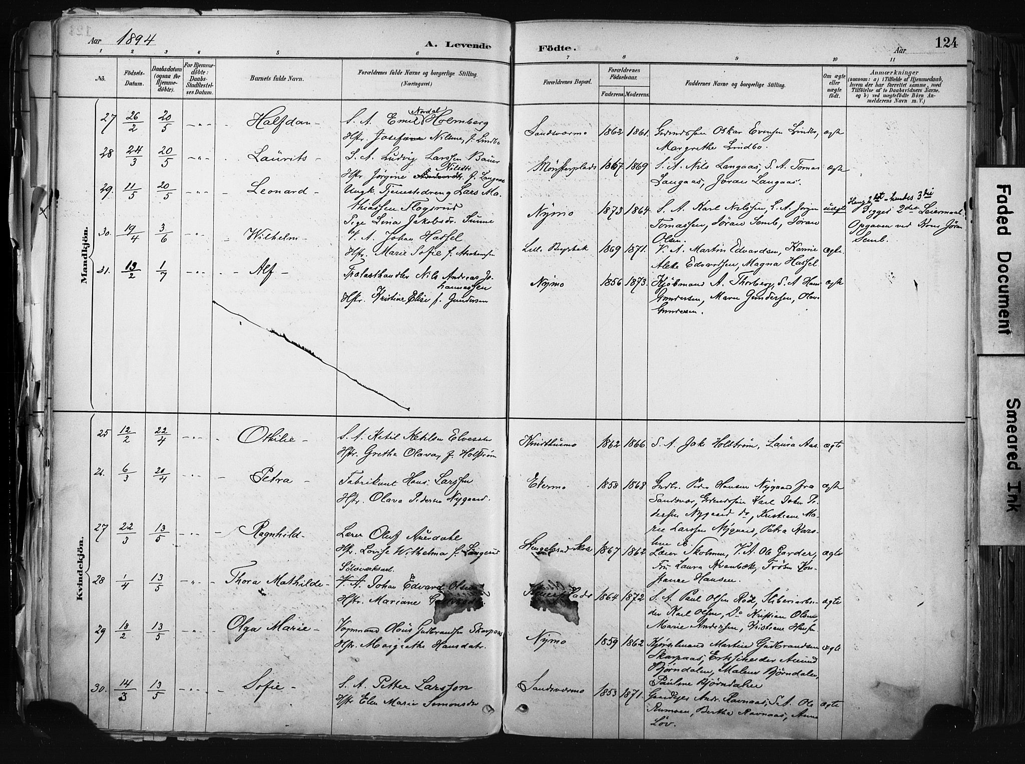 Kongsberg kirkebøker, AV/SAKO-A-22/F/Fb/L0002: Parish register (official) no. II 2, 1886-1896, p. 124