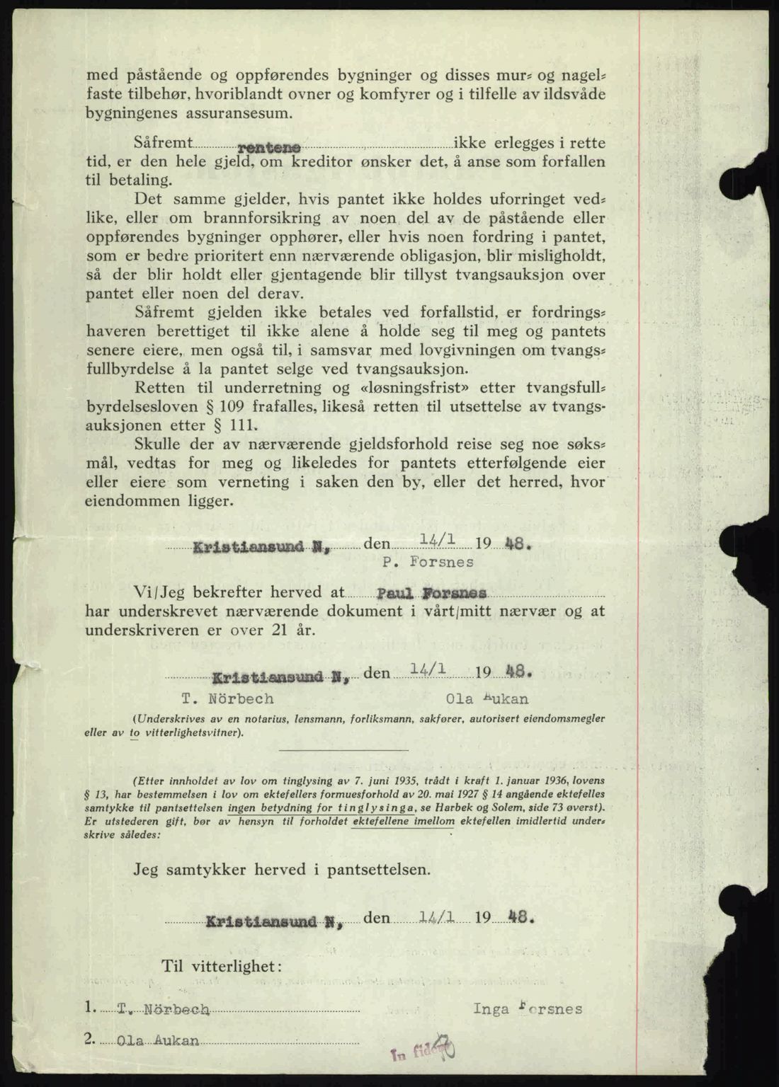 Kristiansund byfogd, AV/SAT-A-4587/A/27: Mortgage book no. 44, 1947-1948, Diary no: : 63/1948