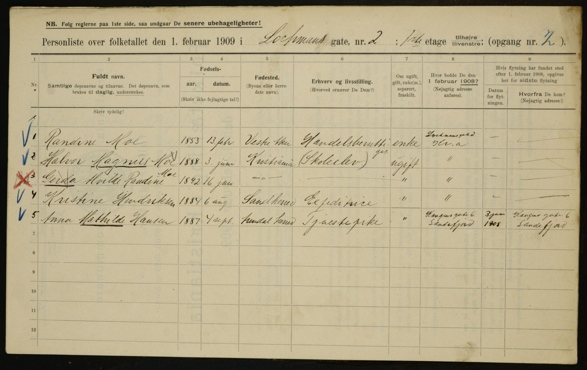 OBA, Municipal Census 1909 for Kristiania, 1909, p. 74126