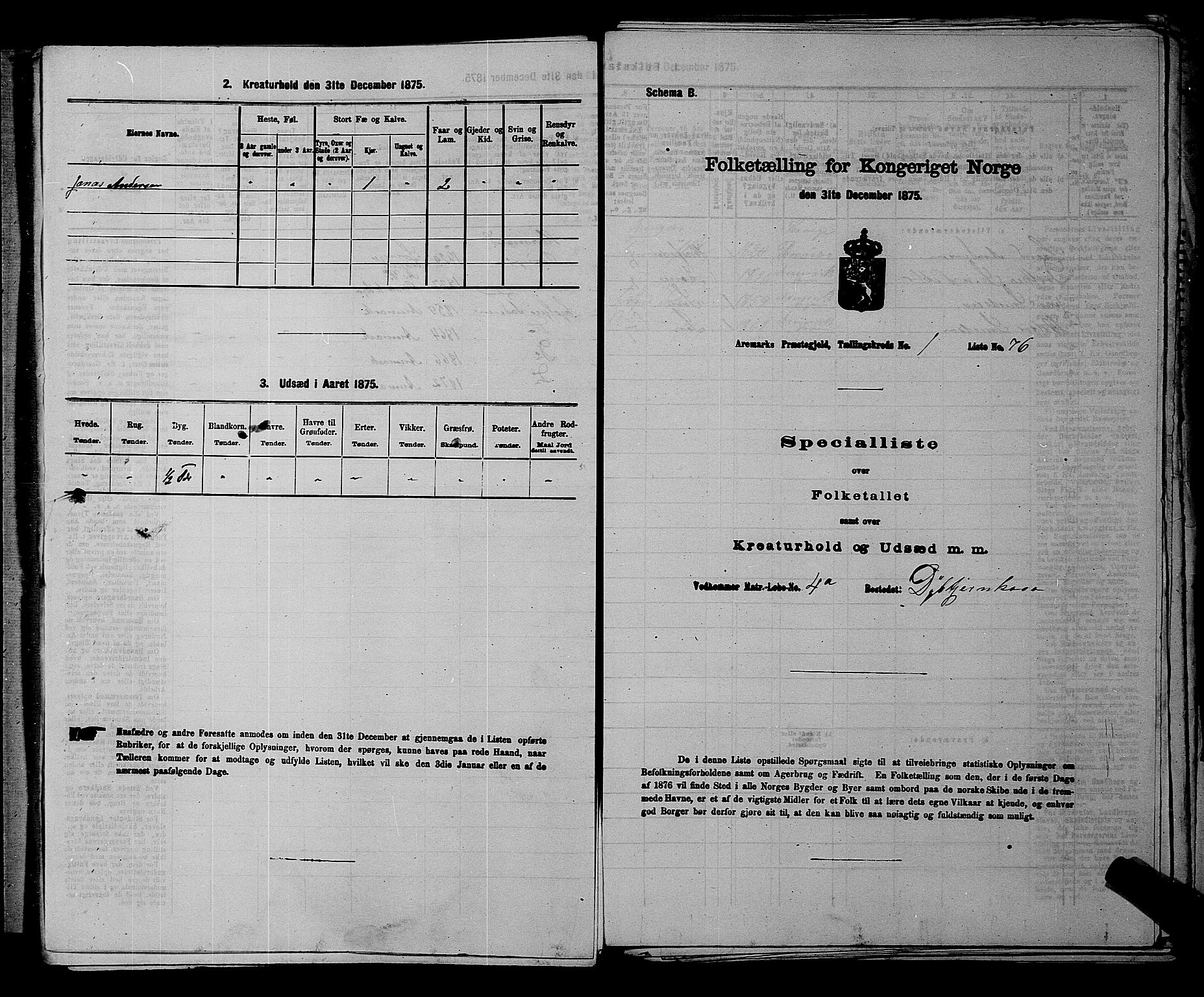 RA, 1875 census for 0118P Aremark, 1875, p. 62