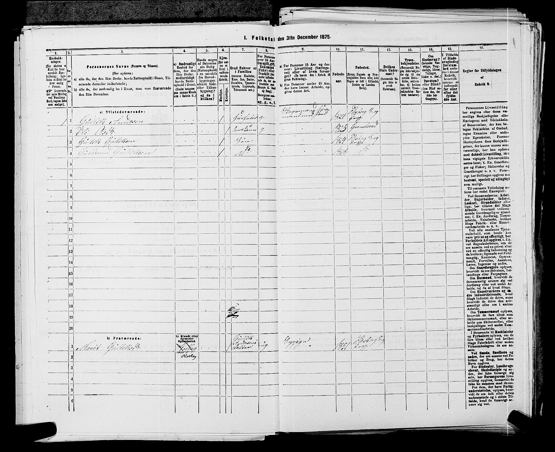 SAKO, 1875 census for 0631P Flesberg, 1875, p. 131