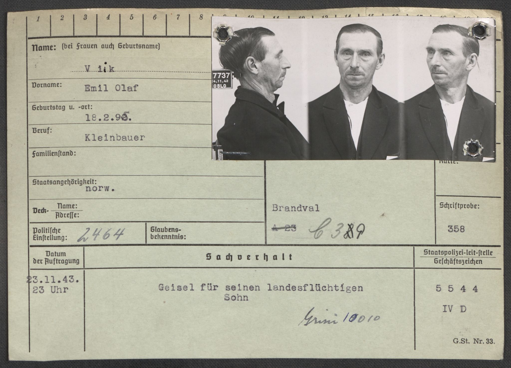Befehlshaber der Sicherheitspolizei und des SD, RA/RAFA-5969/E/Ea/Eaa/L0010: Register over norske fanger i Møllergata 19: Sø-Å, 1940-1945, p. 770