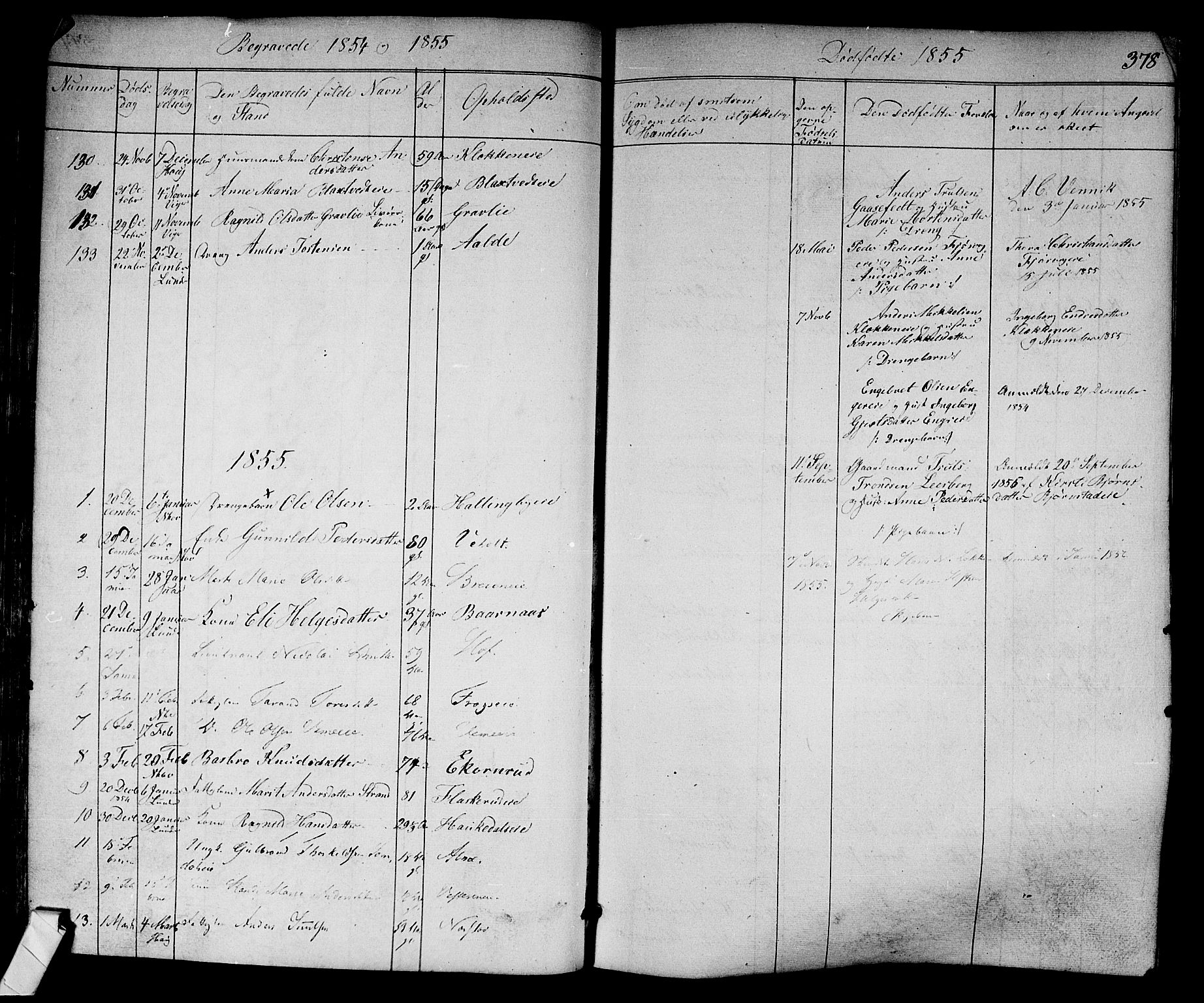 Norderhov kirkebøker, SAKO/A-237/F/Fa/L0011: Parish register (official) no. 11, 1847-1856, p. 378