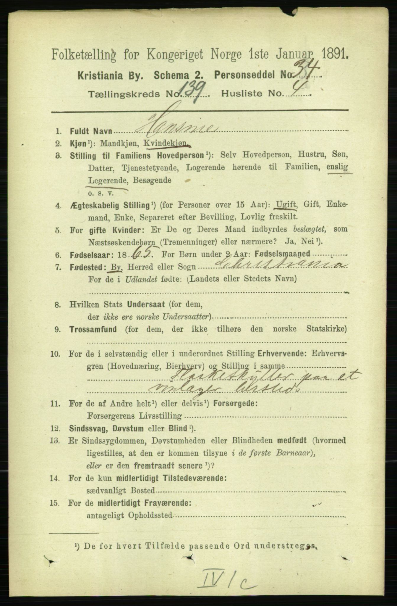 RA, 1891 census for 0301 Kristiania, 1891, p. 77178