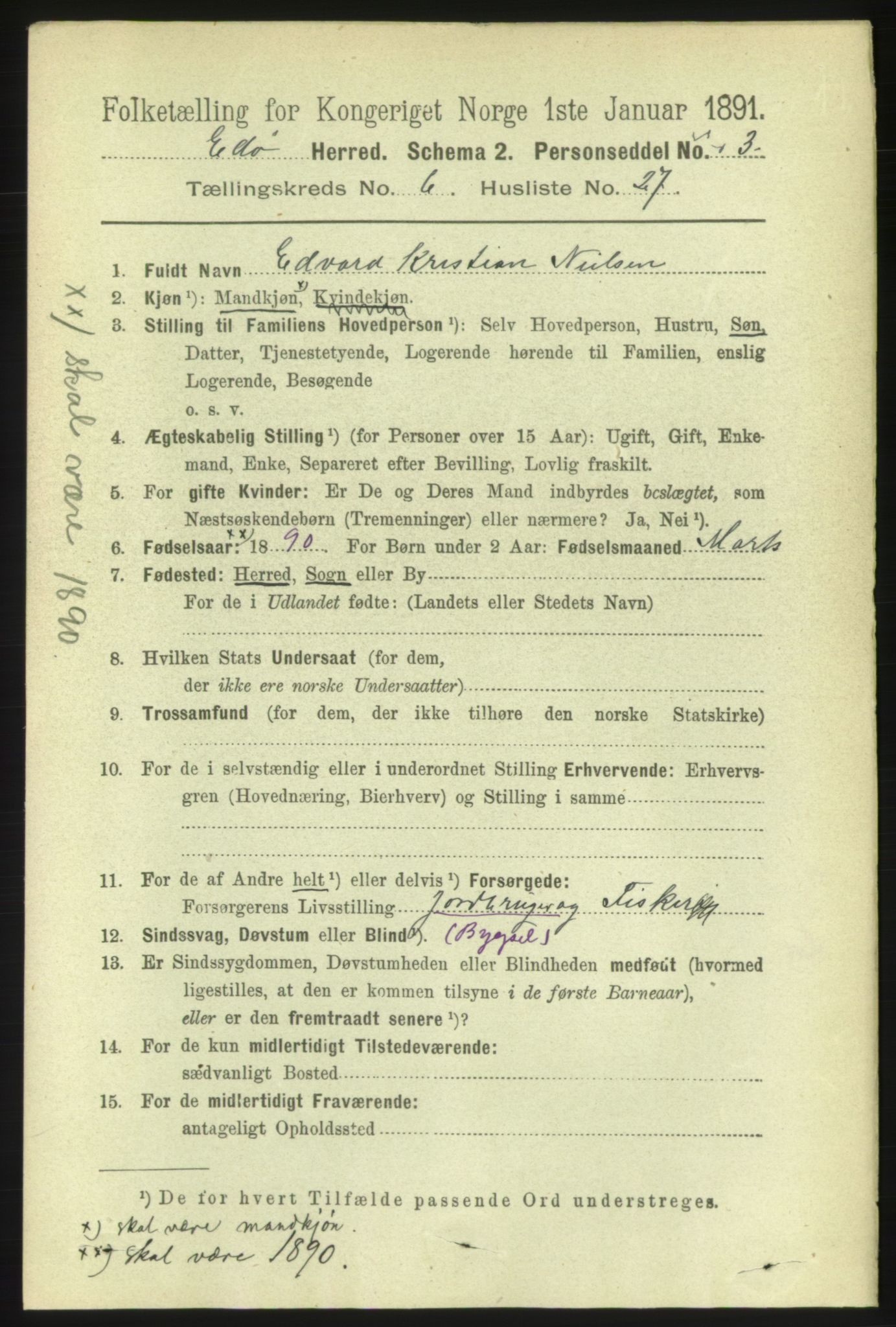 RA, 1891 census for 1573 Edøy, 1891, p. 1520