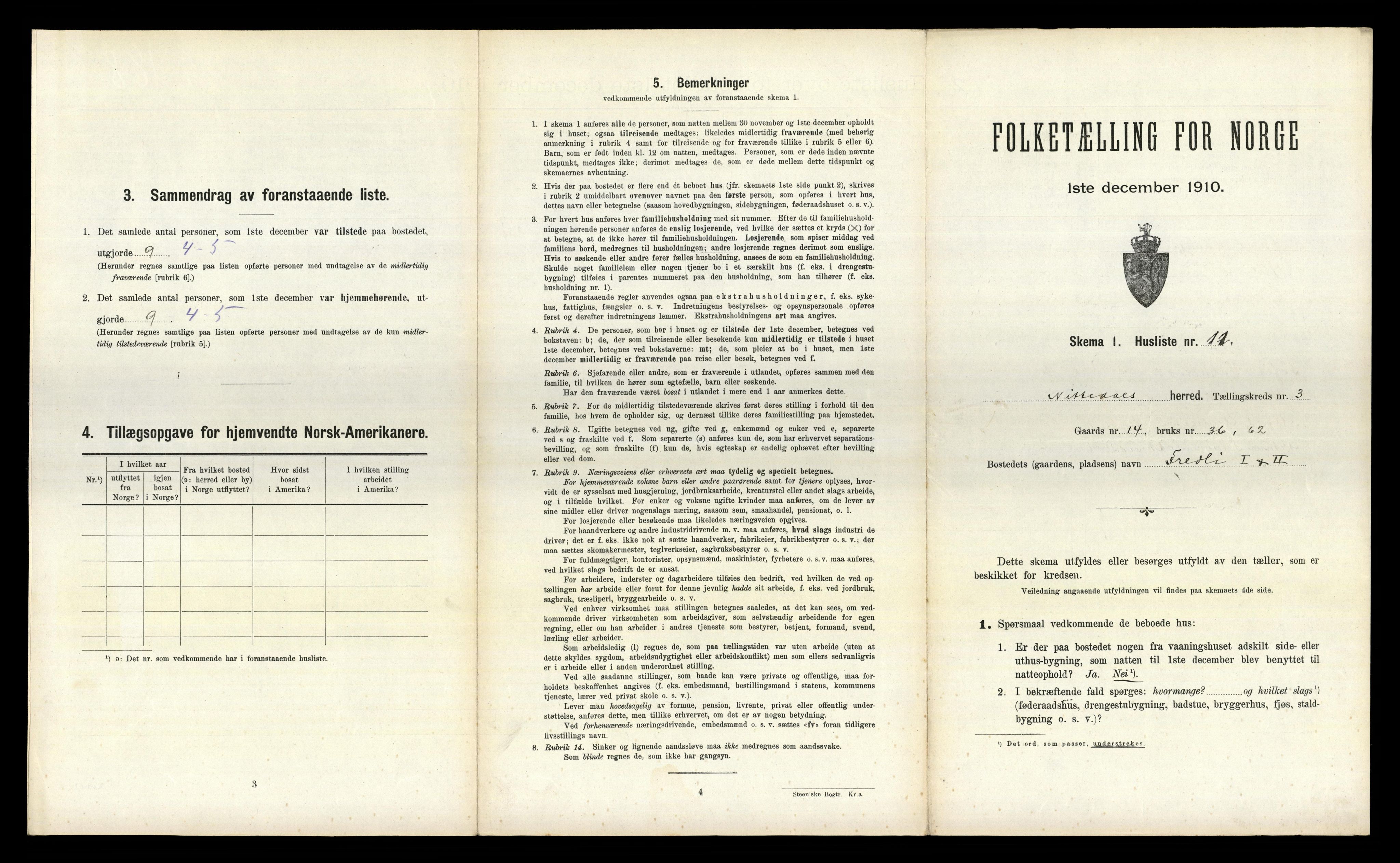 RA, 1910 census for Nittedal, 1910, p. 461