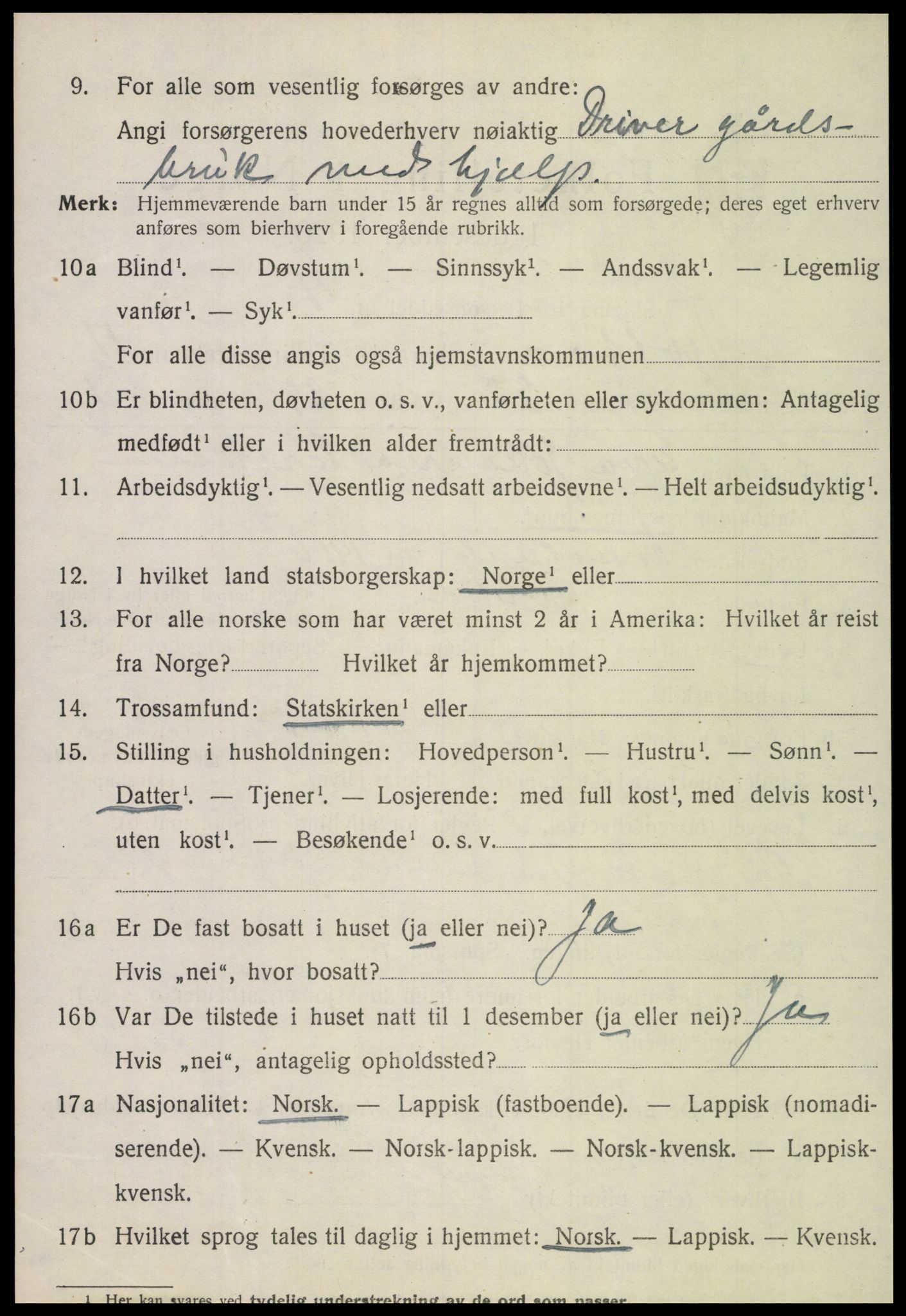 SAT, 1920 census for Tjøtta, 1920, p. 4694