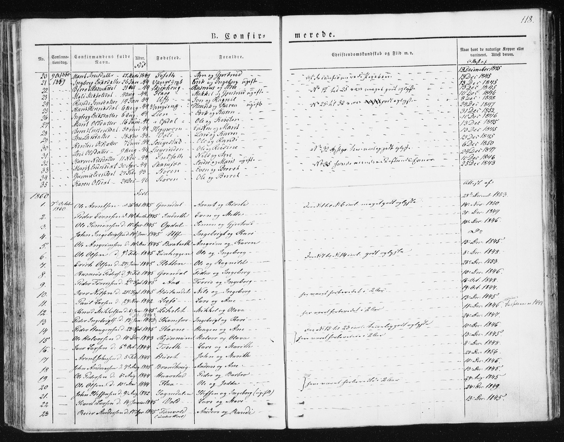Ministerialprotokoller, klokkerbøker og fødselsregistre - Sør-Trøndelag, SAT/A-1456/674/L0869: Parish register (official) no. 674A01, 1829-1860, p. 118