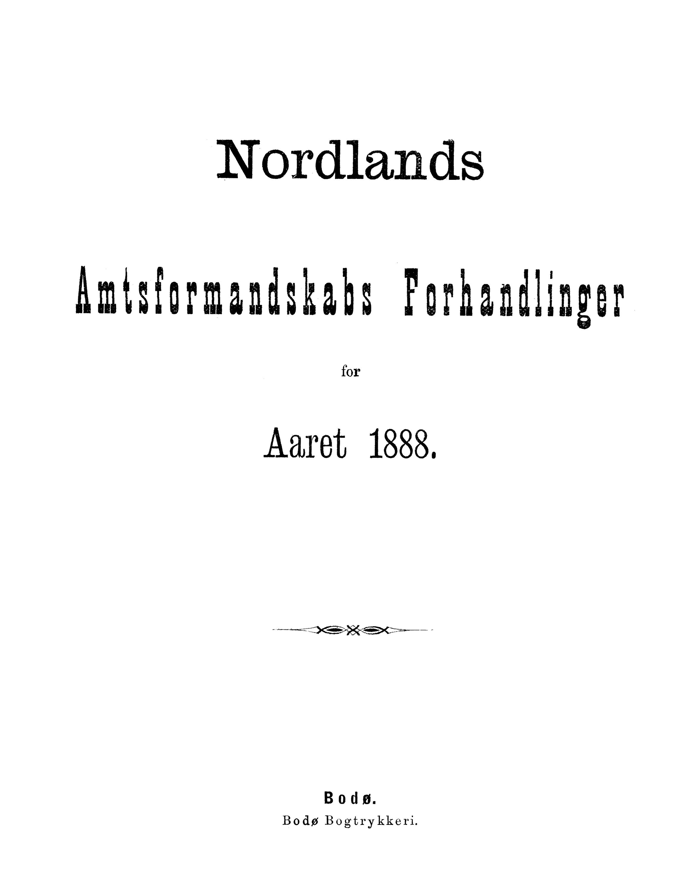 Nordland Fylkeskommune. Fylkestinget, AIN/NFK-17/176/A/Ac/L0015: Fylkestingsforhandlinger 1886-1890, 1886-1890