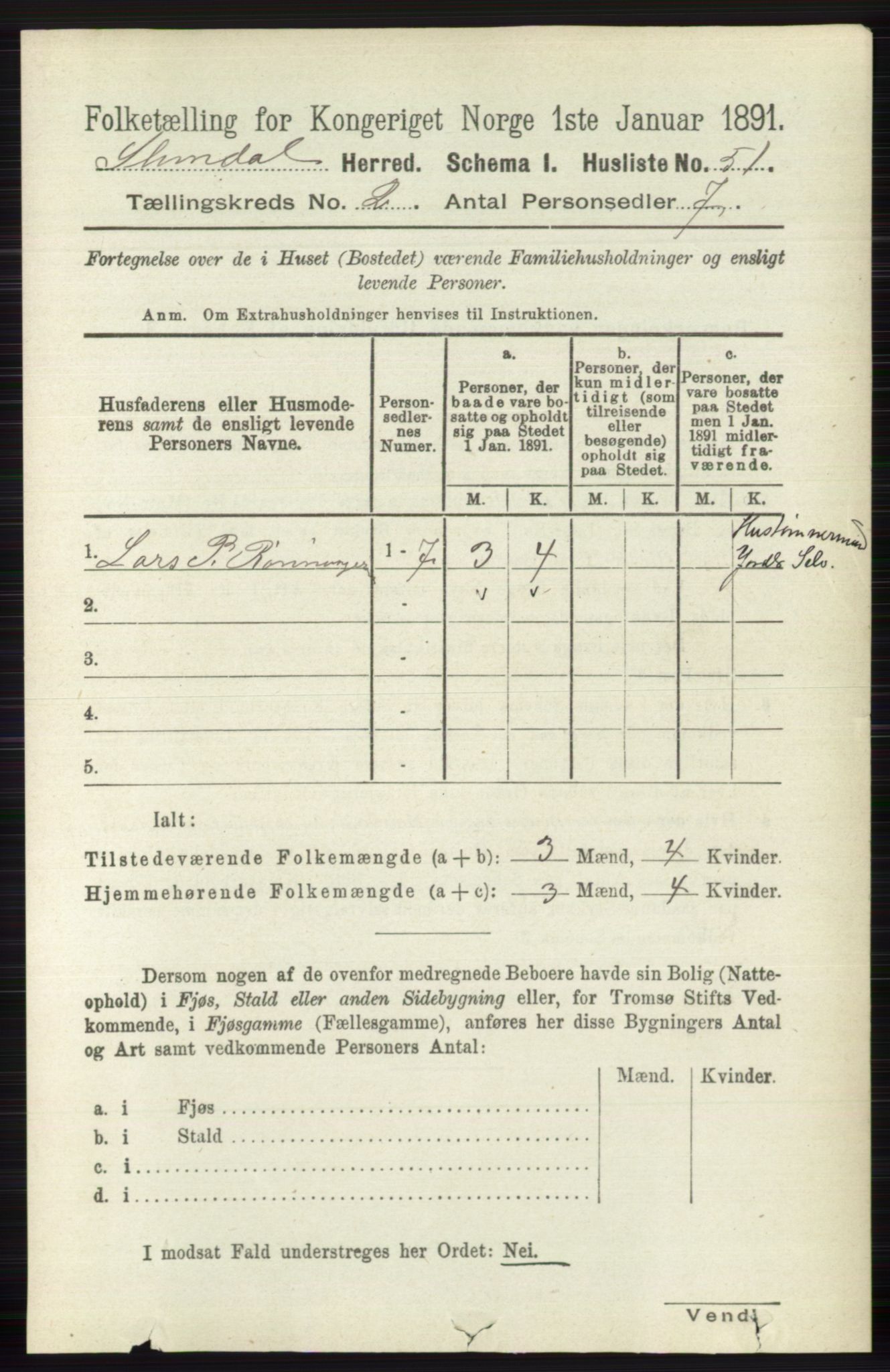 RA, 1891 census for 0811 Slemdal, 1891, p. 361