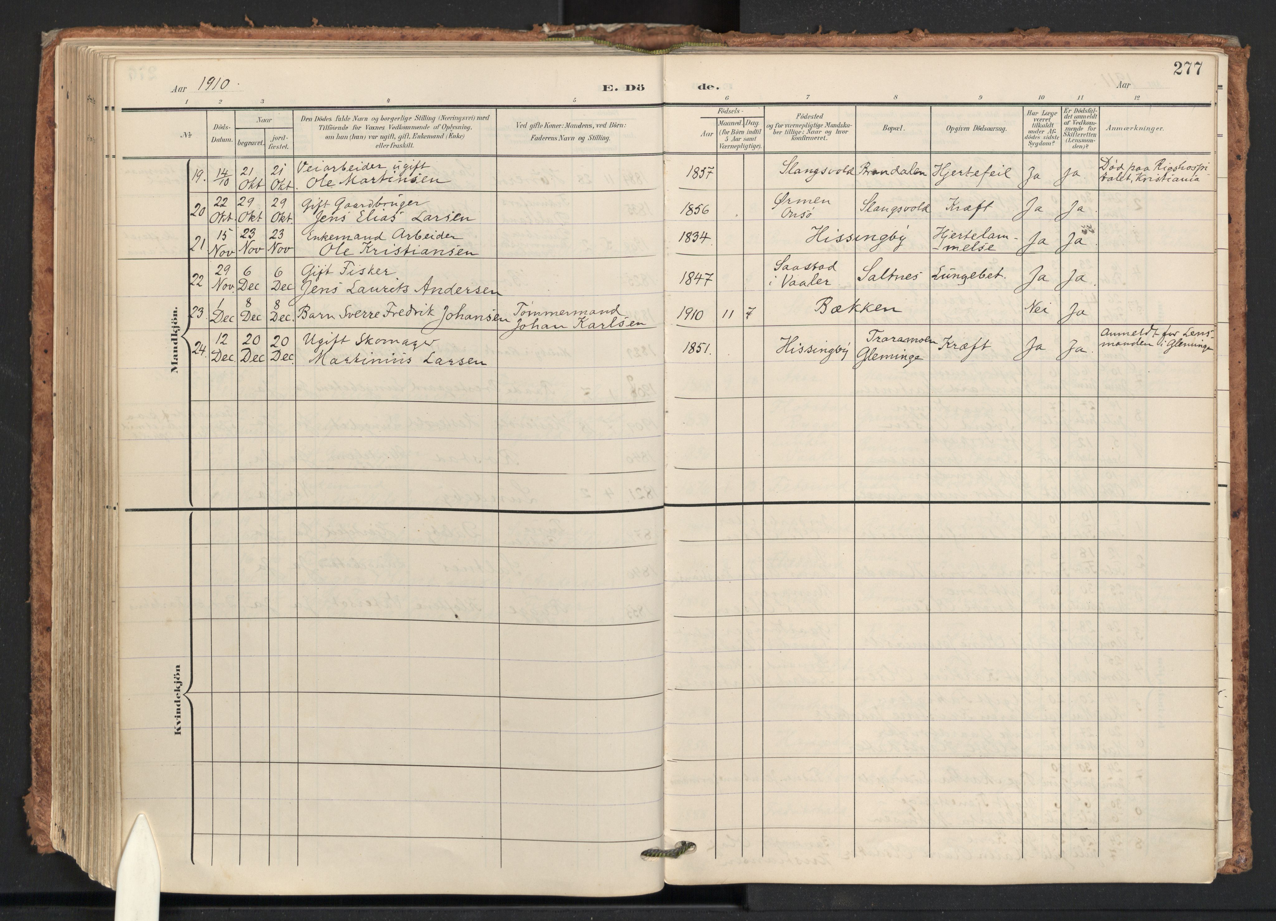 Råde prestekontor kirkebøker, AV/SAO-A-2009/F/Fa/L0008: Parish register (official) no. 8, 1903-1924, p. 277