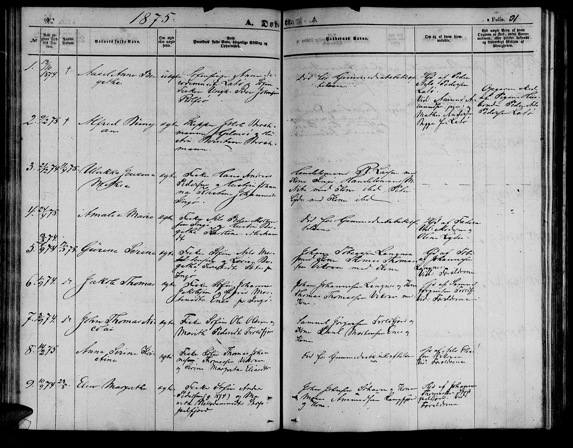 Måsøy sokneprestkontor, SATØ/S-1348/H/Hb/L0001klokker: Parish register (copy) no. 1, 1852-1877, p. 91