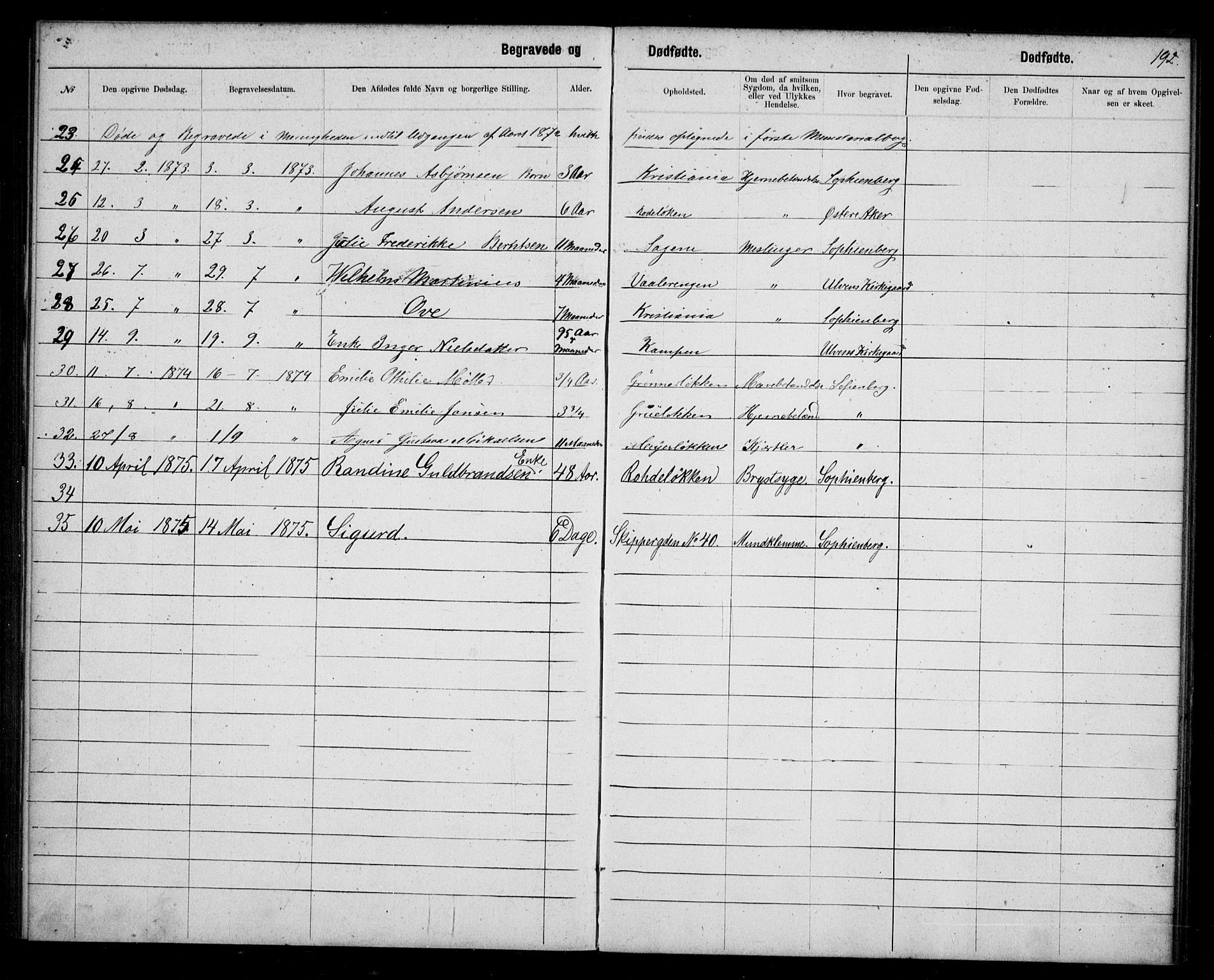 Første Metodistkirke Oslo -  menighetsprotokoller, AV/SAO-PAO-0067/F/L0003: Dissenter register no. 3, 1872-1877, p. 192