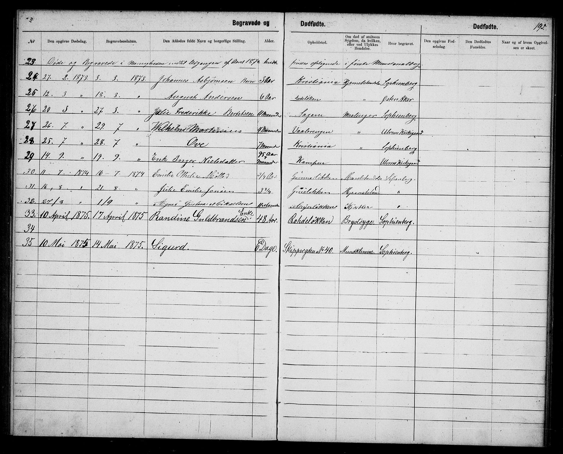 Første Metodistkirke Oslo -  menighetsprotokoller, SAO/PAO-0067/F/L0003: Dissenter register no. 3, 1872-1877, p. 192