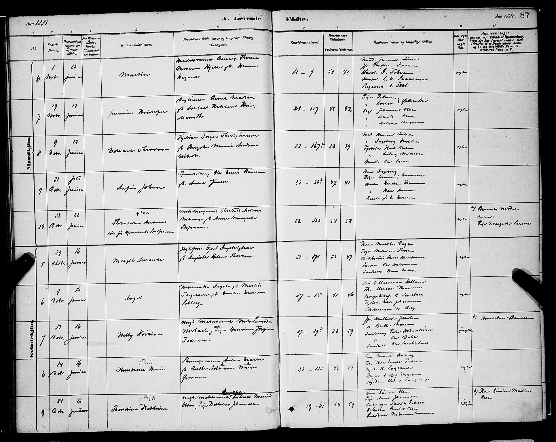 Korskirken sokneprestembete, SAB/A-76101/H/Hab: Parish register (copy) no. B 8, 1878-1887, p. 87