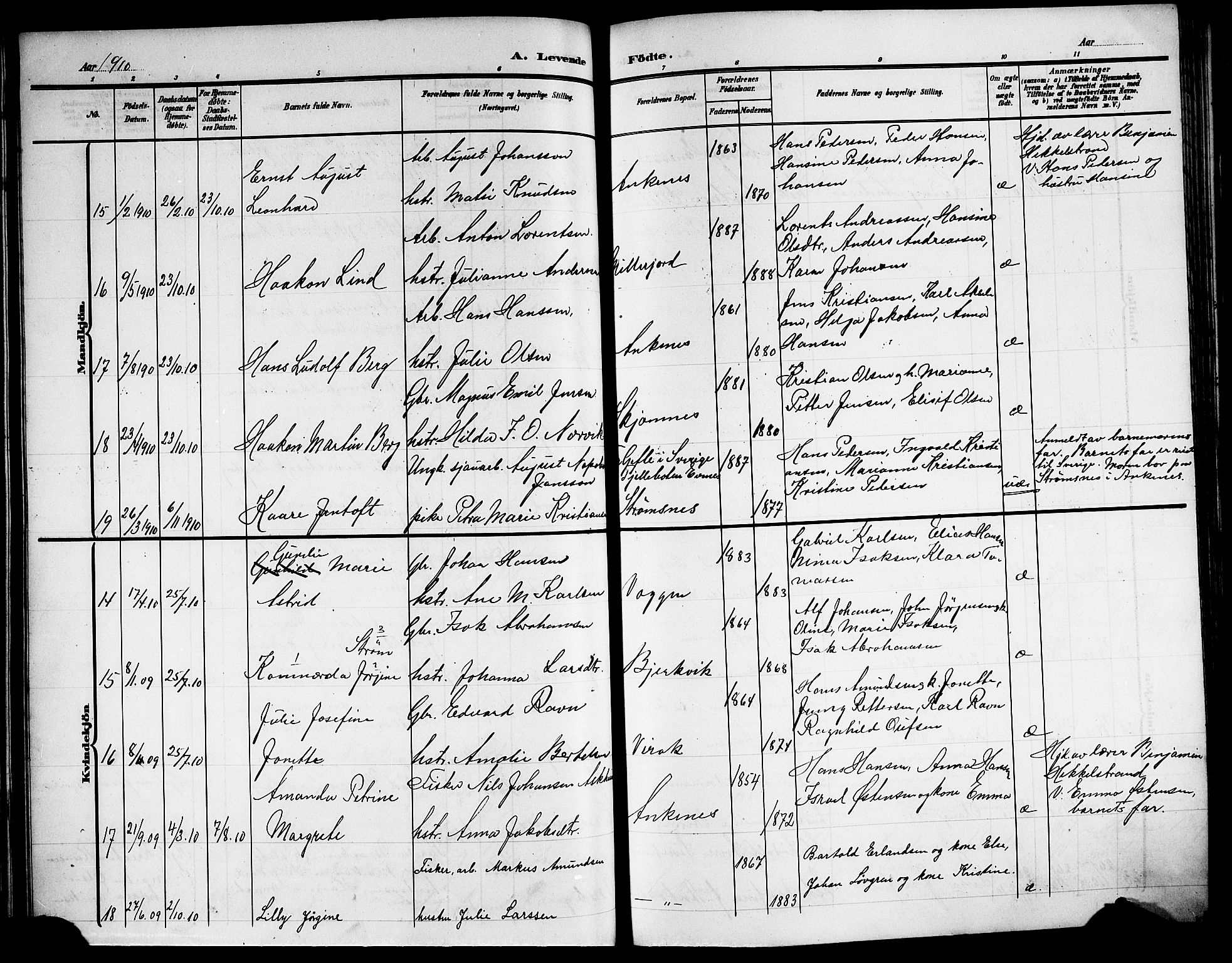 Ministerialprotokoller, klokkerbøker og fødselsregistre - Nordland, AV/SAT-A-1459/866/L0954: Parish register (copy) no. 866C03, 1905-1923