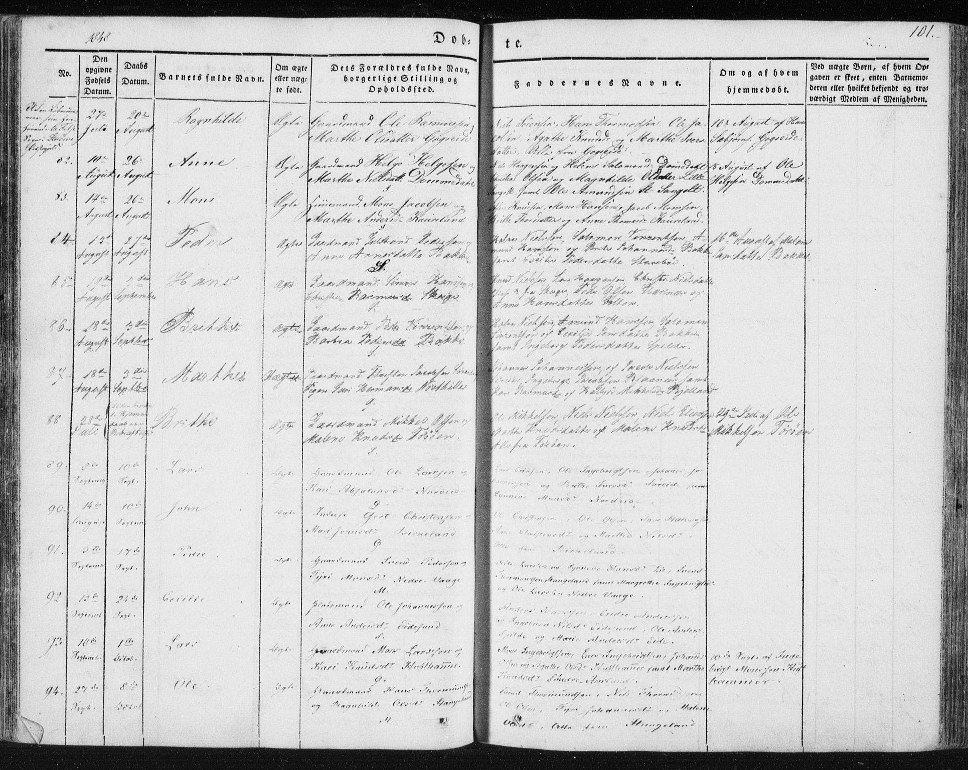 Sund sokneprestembete, AV/SAB-A-99930: Parish register (official) no. A 13, 1835-1849, p. 101