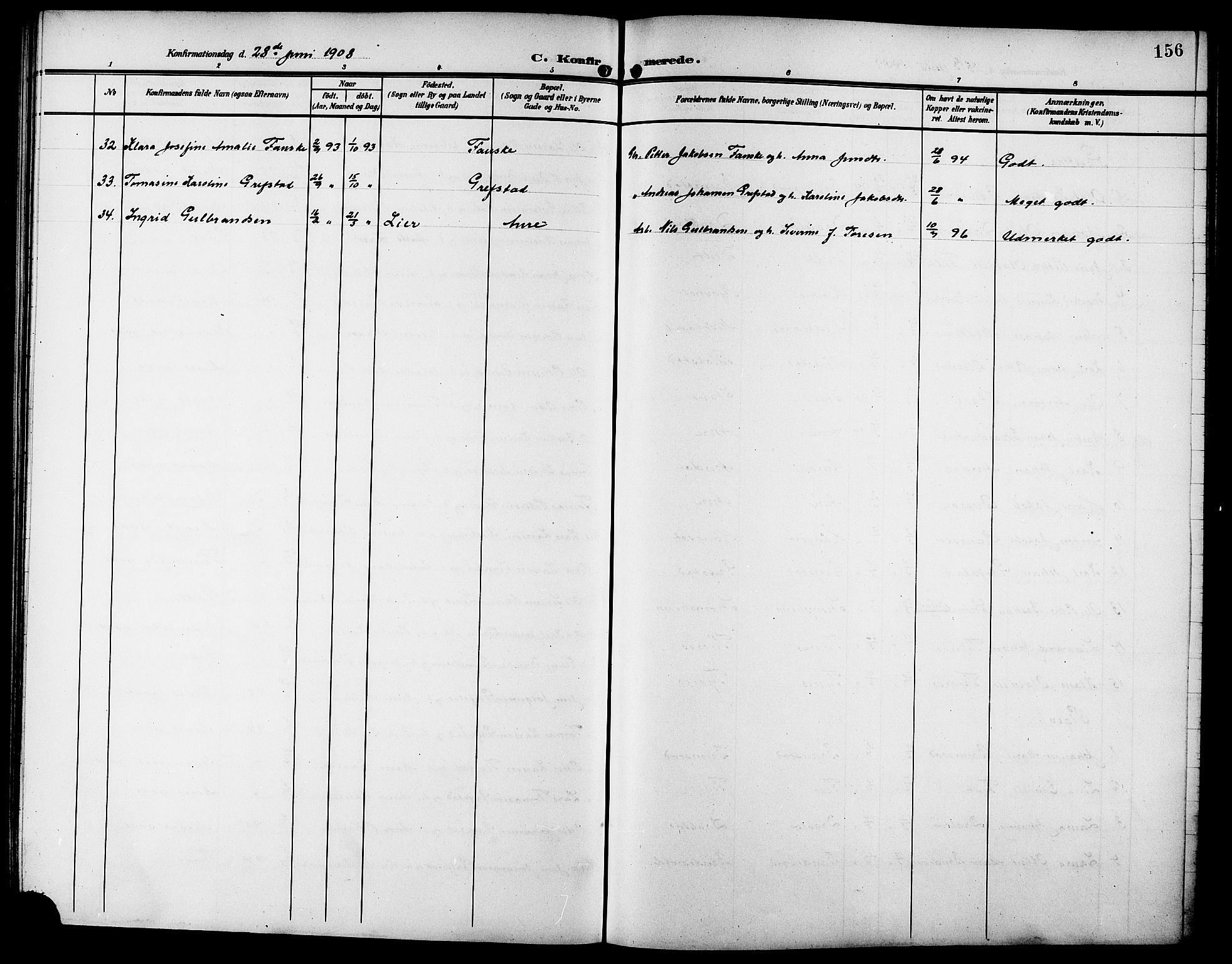 Ministerialprotokoller, klokkerbøker og fødselsregistre - Møre og Romsdal, AV/SAT-A-1454/523/L0341: Parish register (copy) no. 523C04, 1903-1916, p. 156