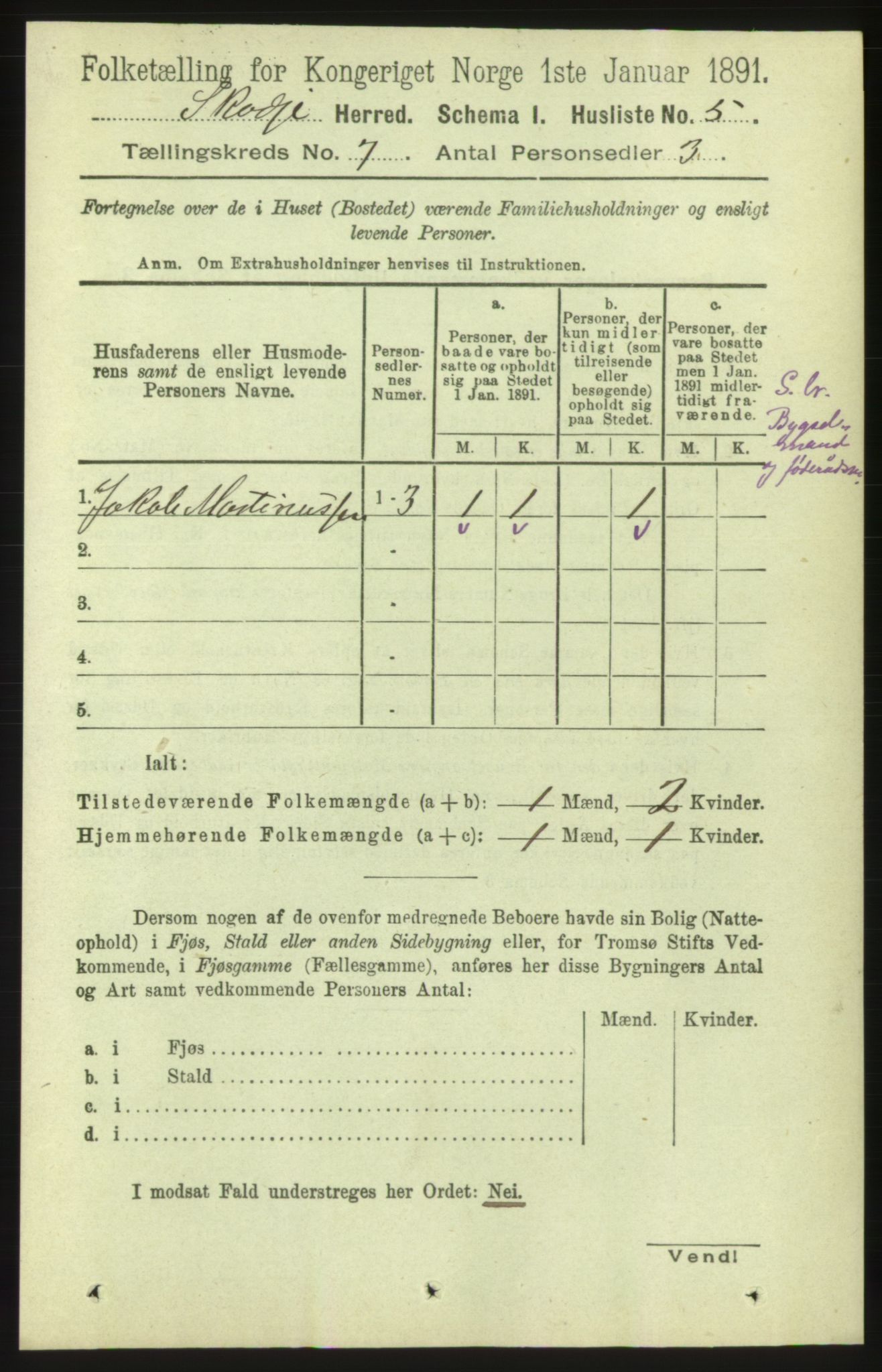 RA, 1891 census for 1529 Skodje, 1891, p. 1375