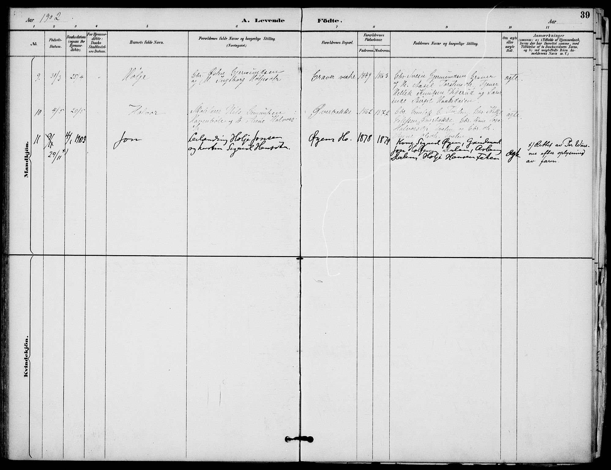 Gransherad kirkebøker, SAKO/A-267/F/Fb/L0005: Parish register (official) no. II 5, 1887-1916, p. 39