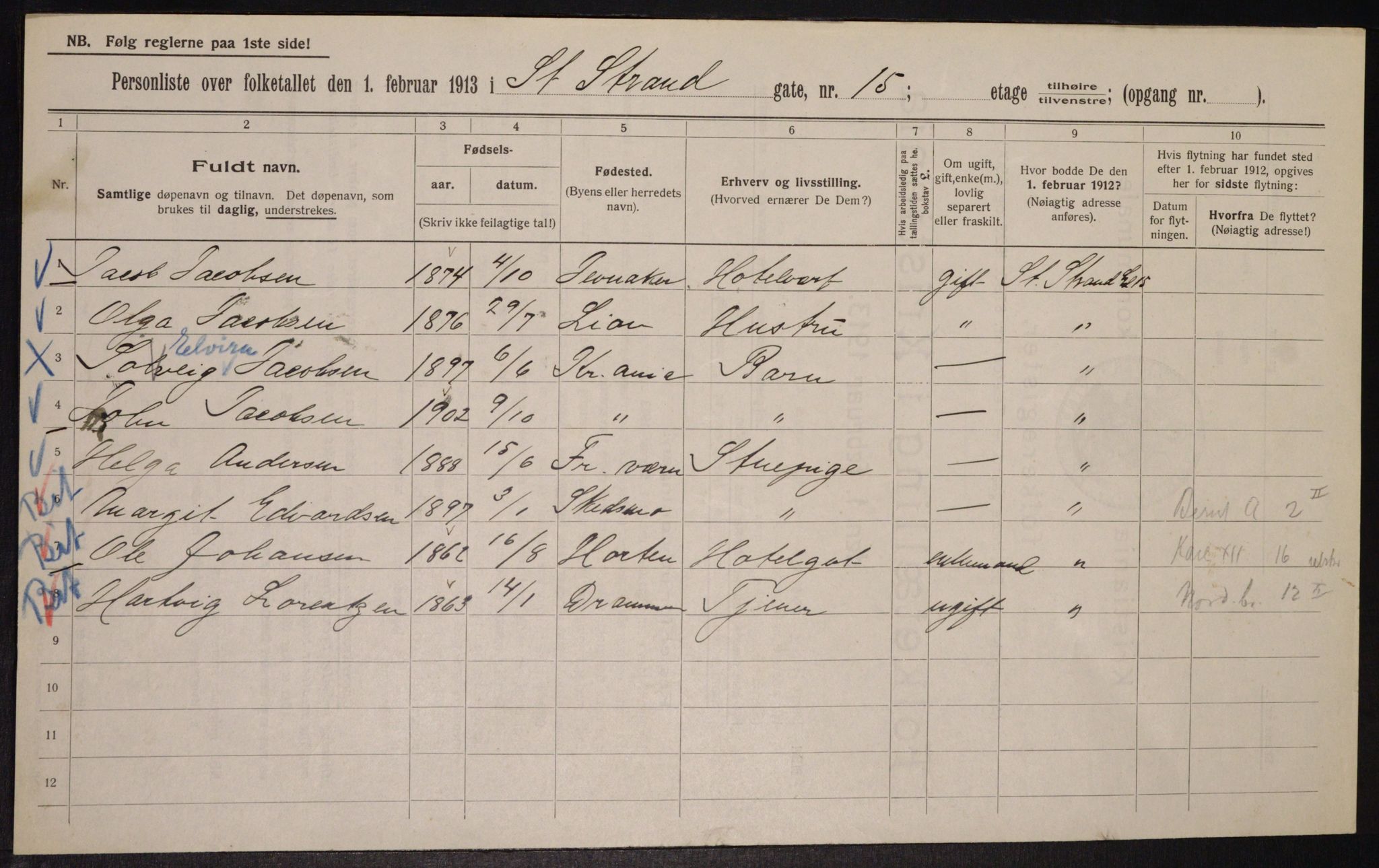 OBA, Municipal Census 1913 for Kristiania, 1913, p. 102969