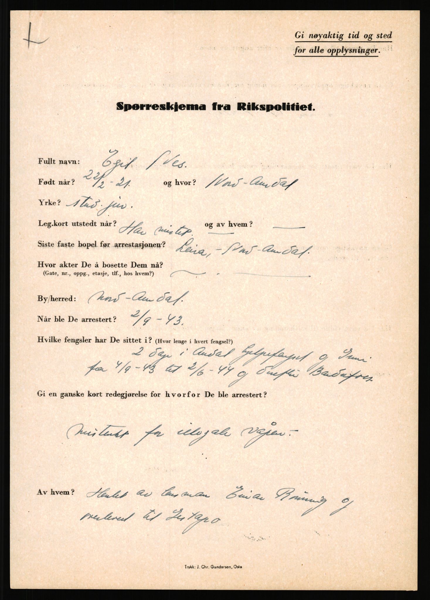 Rikspolitisjefen, AV/RA-S-1560/L/L0012: Mogensen, Øivind - Noraas, Lars, 1940-1945, p. 428