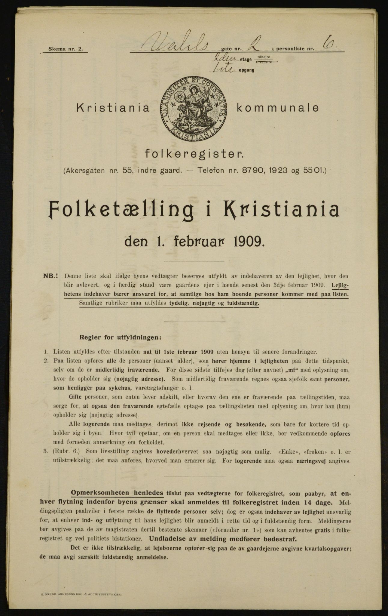 OBA, Municipal Census 1909 for Kristiania, 1909, p. 110220