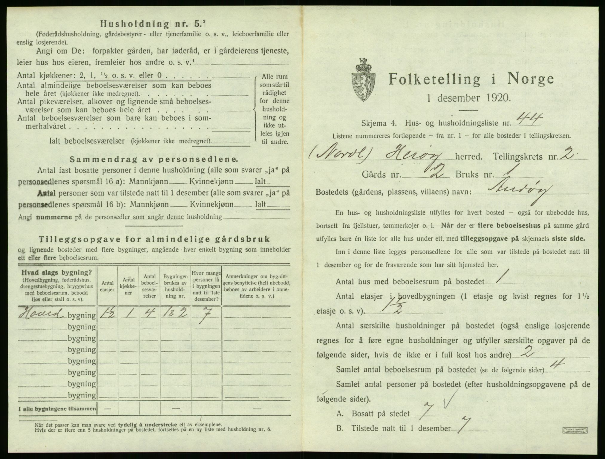 SAT, 1920 census for Herøy, 1920, p. 186