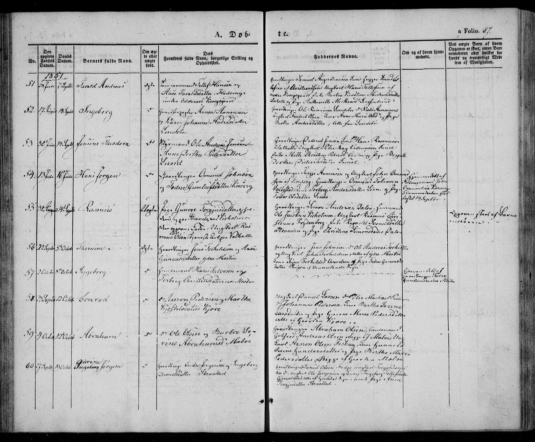 Oddernes sokneprestkontor, AV/SAK-1111-0033/F/Fa/Faa/L0006: Parish register (official) no. A 6, 1838-1851, p. 87