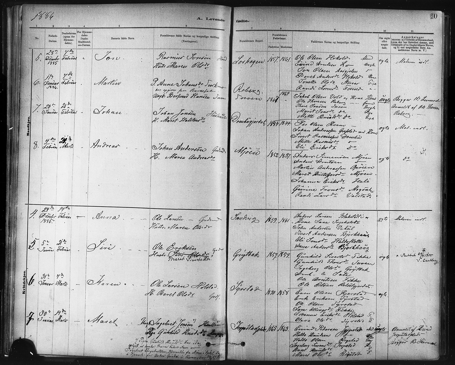 Ministerialprotokoller, klokkerbøker og fødselsregistre - Sør-Trøndelag, SAT/A-1456/672/L0857: Parish register (official) no. 672A09, 1882-1893, p. 40