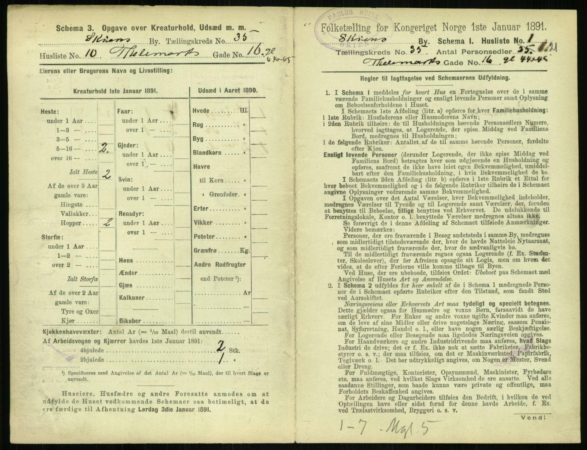 RA, 1891 census for 0806 Skien, 1891, p. 1350