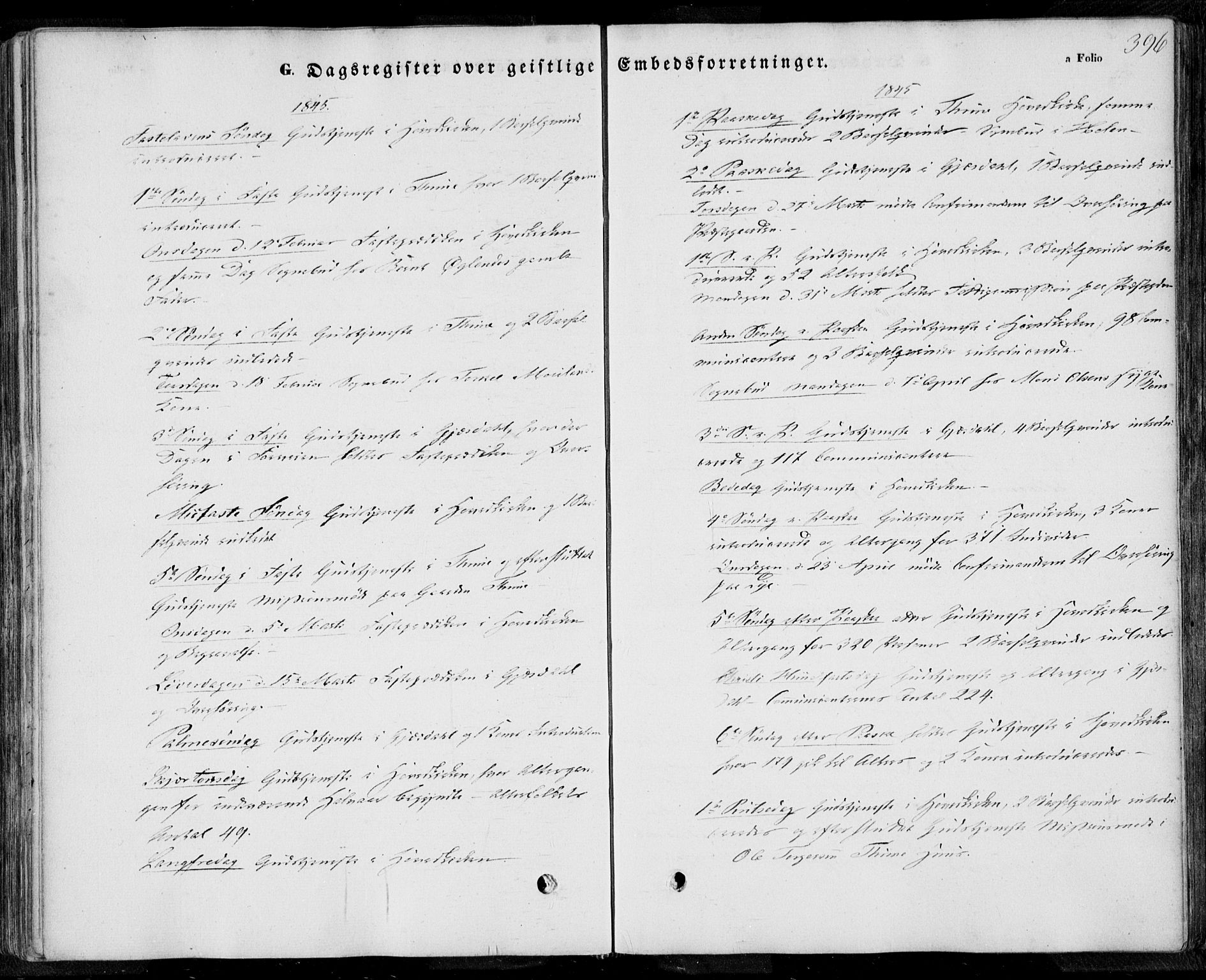 Lye sokneprestkontor, AV/SAST-A-101794/001/30BA/L0006: Parish register (official) no. A 5.2, 1842-1855, p. 396