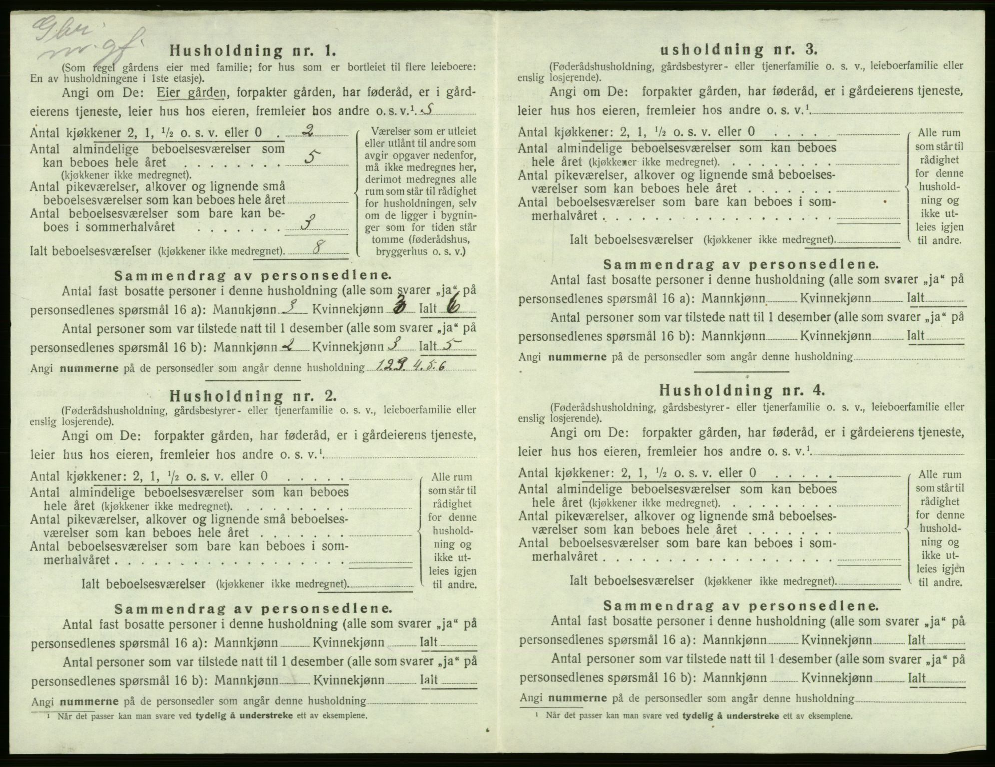 SAB, 1920 census for Tysnes, 1920, p. 1605