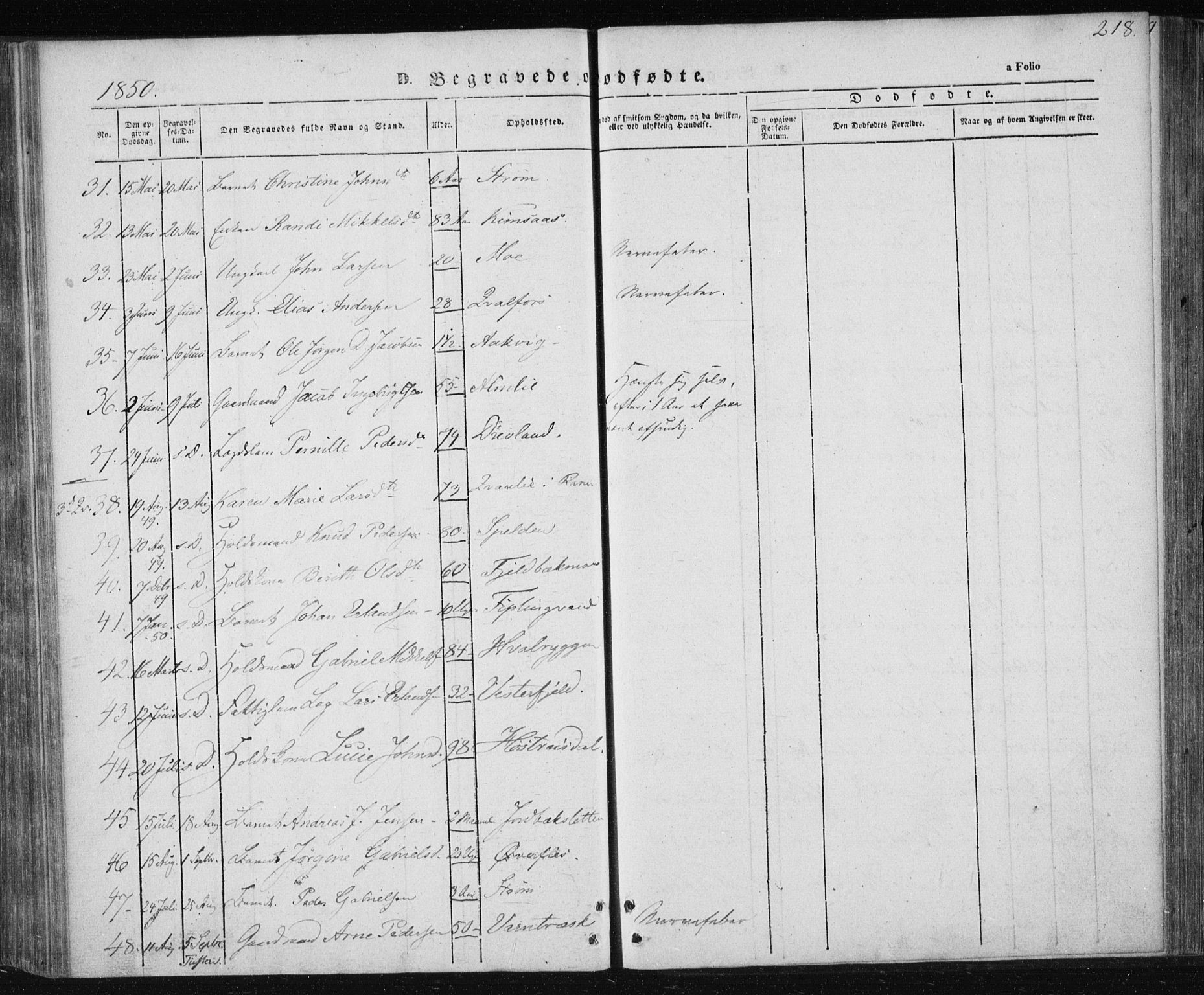 Ministerialprotokoller, klokkerbøker og fødselsregistre - Nordland, AV/SAT-A-1459/820/L0291: Parish register (official) no. 820A12, 1846-1854, p. 218