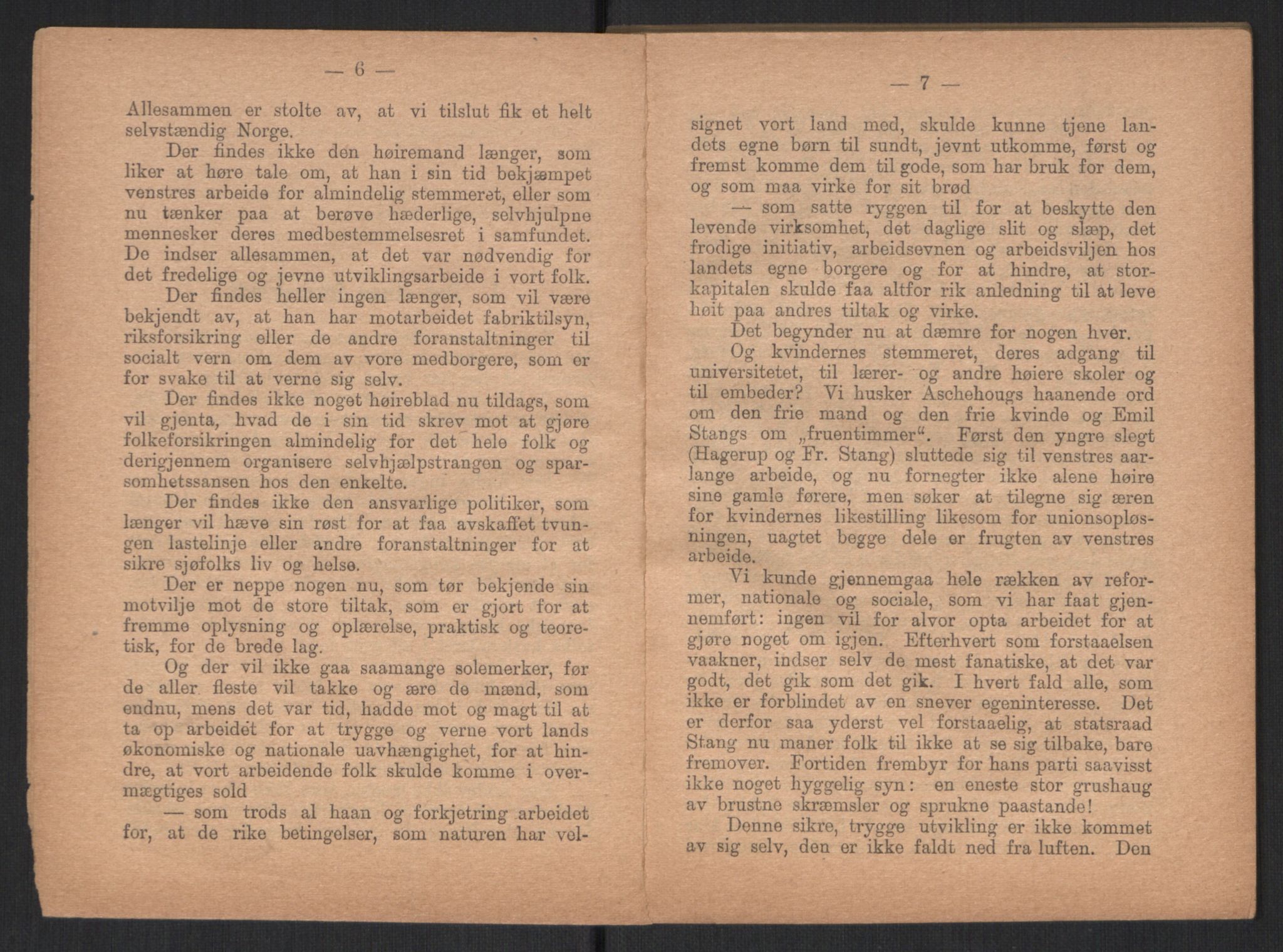 Venstres Hovedorganisasjon, RA/PA-0876/X/L0001: De eldste skrifter, 1860-1936, p. 867