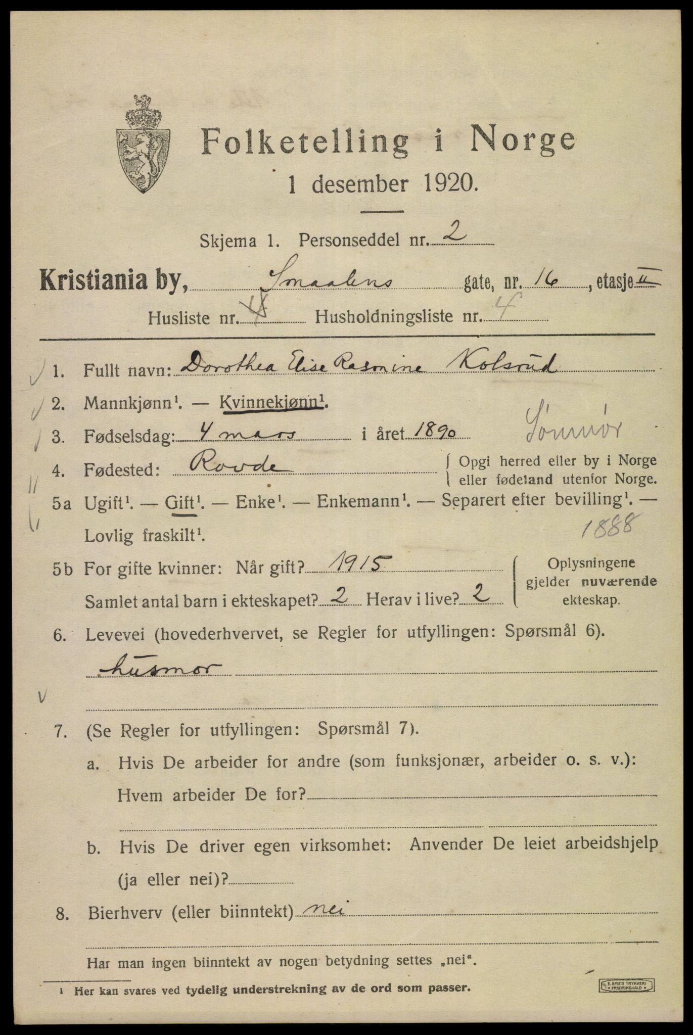 SAO, 1920 census for Kristiania, 1920, p. 518751