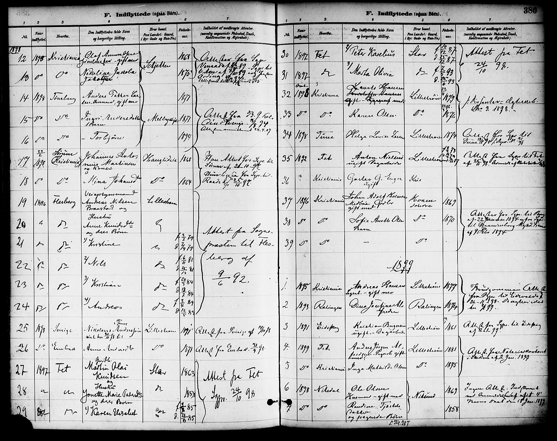 Skedsmo prestekontor Kirkebøker, SAO/A-10033a/F/Fa/L0014: Parish register (official) no. I 14, 1892-1901, p. 386
